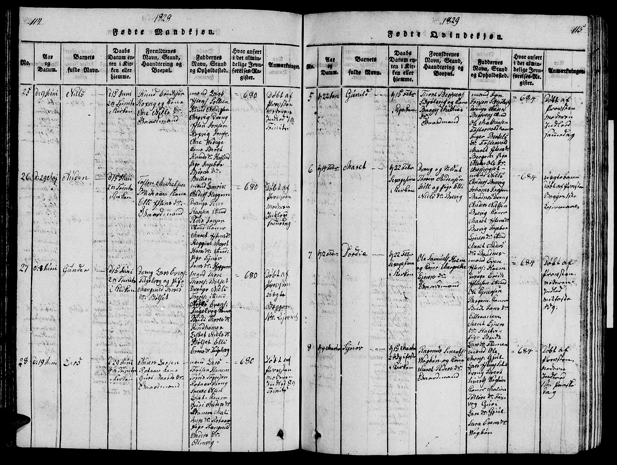 Ministerialprotokoller, klokkerbøker og fødselsregistre - Møre og Romsdal, AV/SAT-A-1454/586/L0990: Parish register (copy) no. 586C01, 1819-1837, p. 114-115