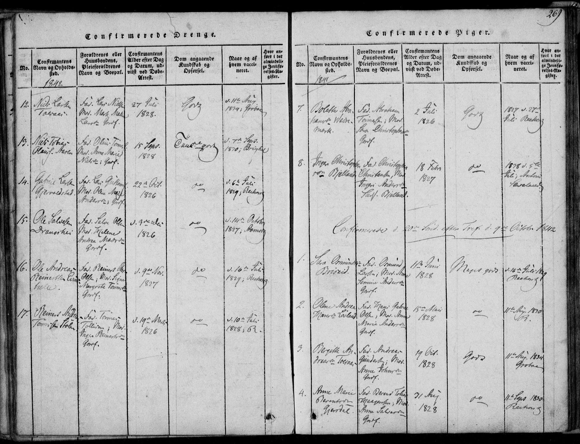 Herad sokneprestkontor, AV/SAK-1111-0018/F/Fa/Faa/L0003: Parish register (official) no. A 3, 1816-1844, p. 269