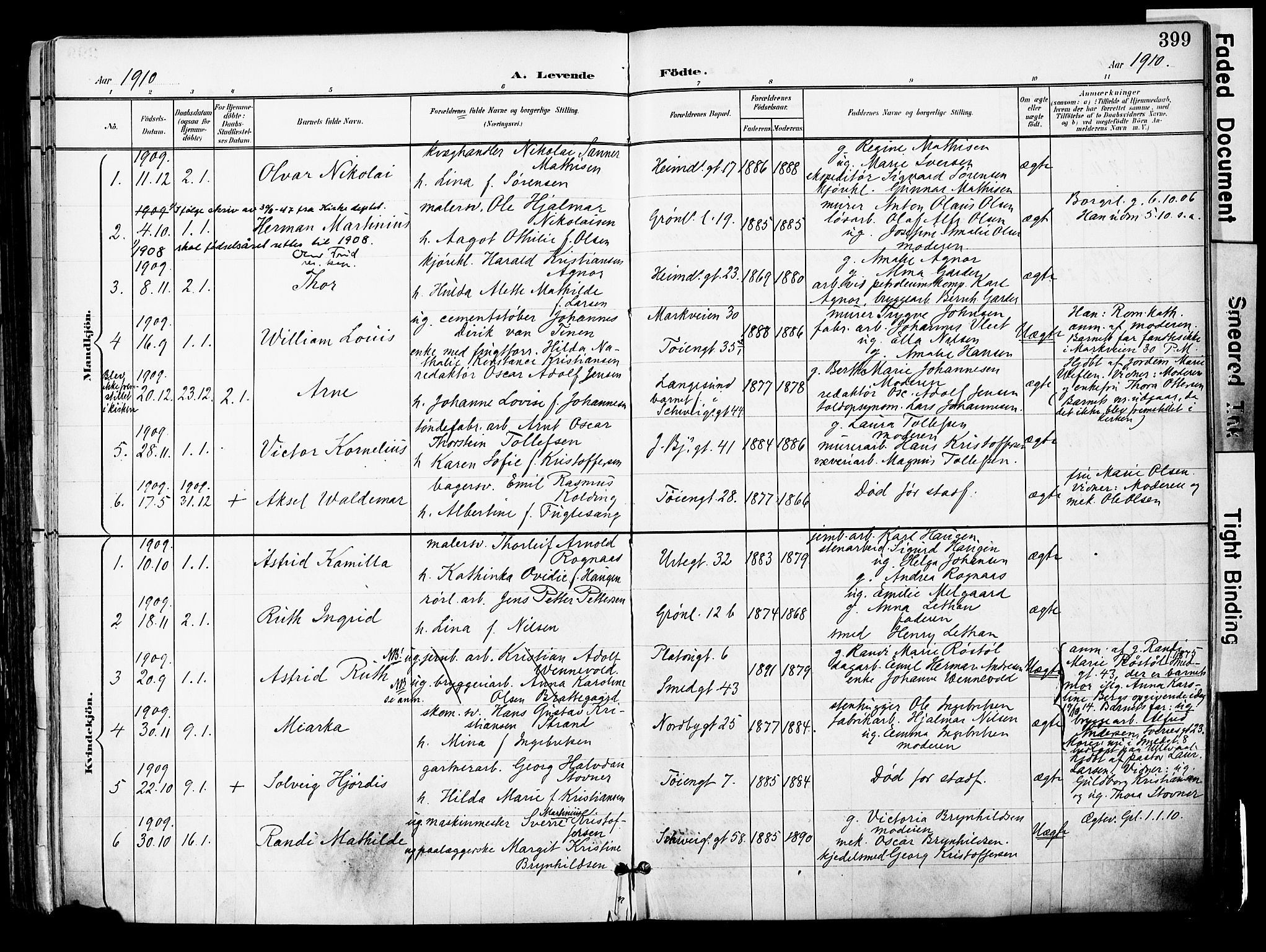 Grønland prestekontor Kirkebøker, AV/SAO-A-10848/F/Fa/L0014: Parish register (official) no. 14, 1900-1911, p. 399