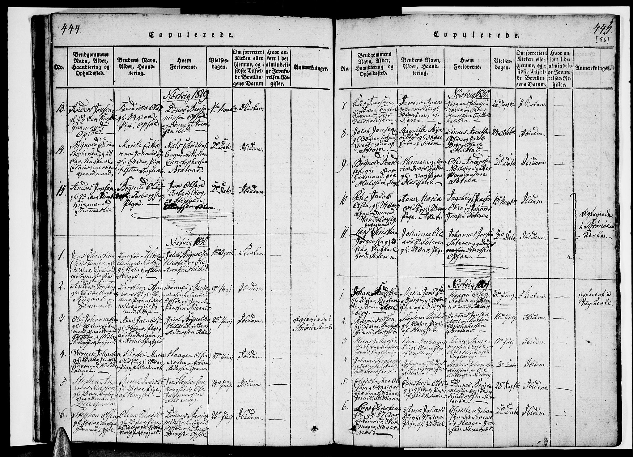 Ministerialprotokoller, klokkerbøker og fødselsregistre - Nordland, AV/SAT-A-1459/814/L0223: Parish register (official) no. 814A04, 1820-1833, p. 444-445