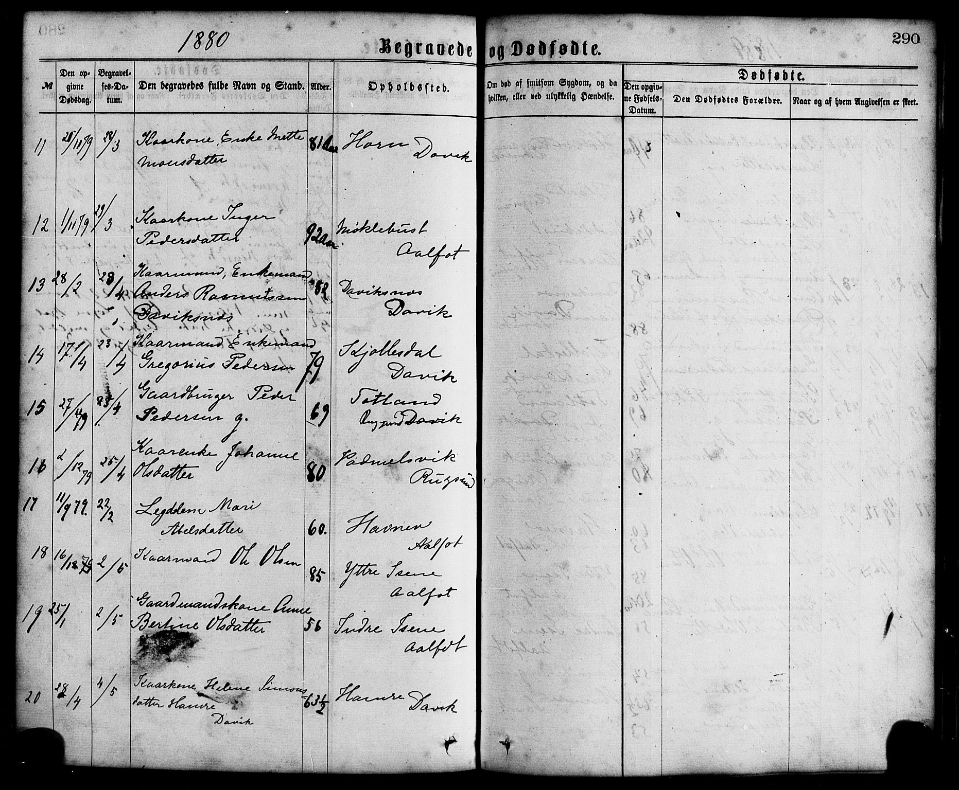 Davik sokneprestembete, AV/SAB-A-79701/H/Haa/Haaa/L0006: Parish register (official) no. A 6, 1867-1881, p. 290