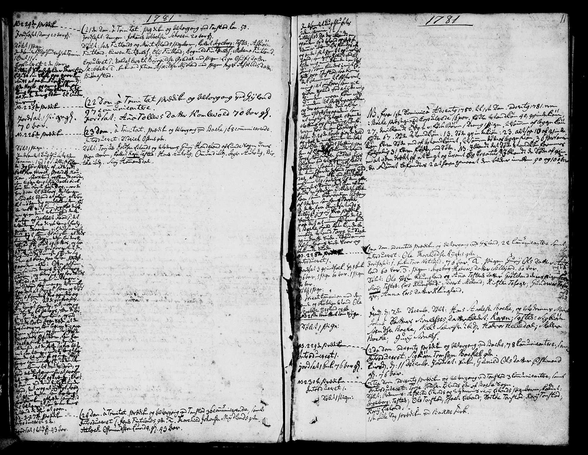 Bakke sokneprestkontor, SAK/1111-0002/F/Fa/Faa/L0002: Parish register (official) no. A 2, 1780-1816, p. 11