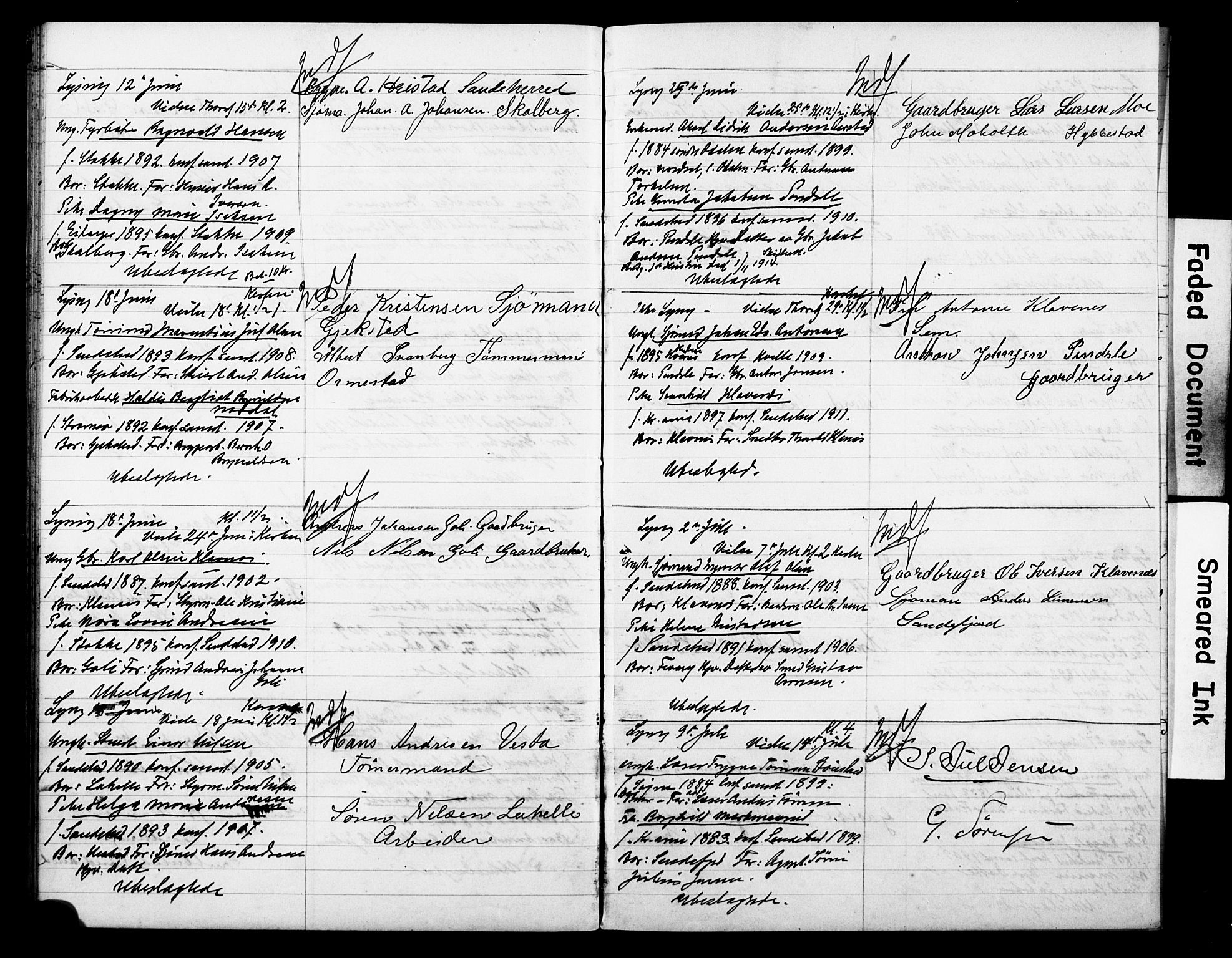 Sandar kirkebøker, SAKO/A-243/H/Ha/L0004: Banns register no. 4, 1911-1917