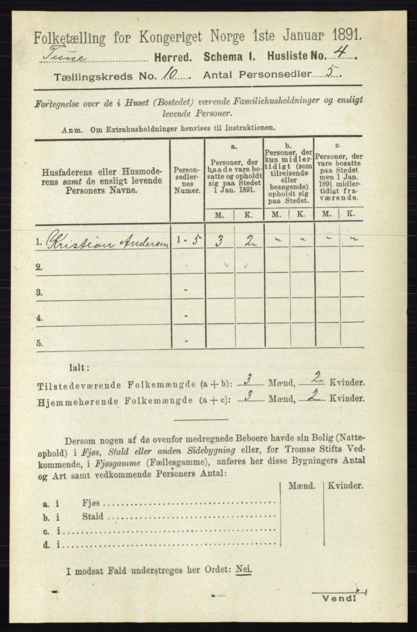 RA, 1891 census for 0130 Tune, 1891, p. 6508