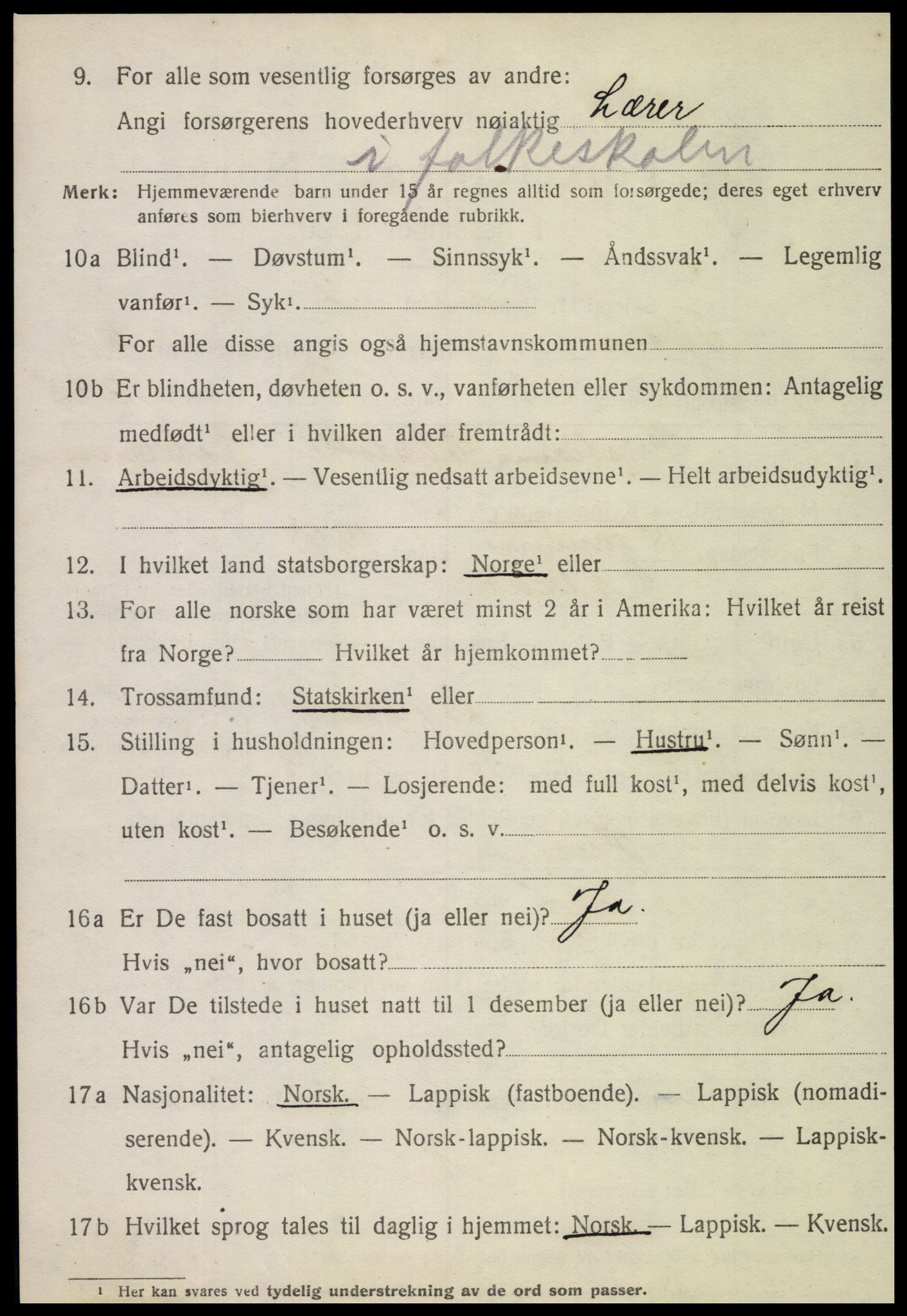 SAT, 1920 census for Tjøtta, 1920, p. 2418