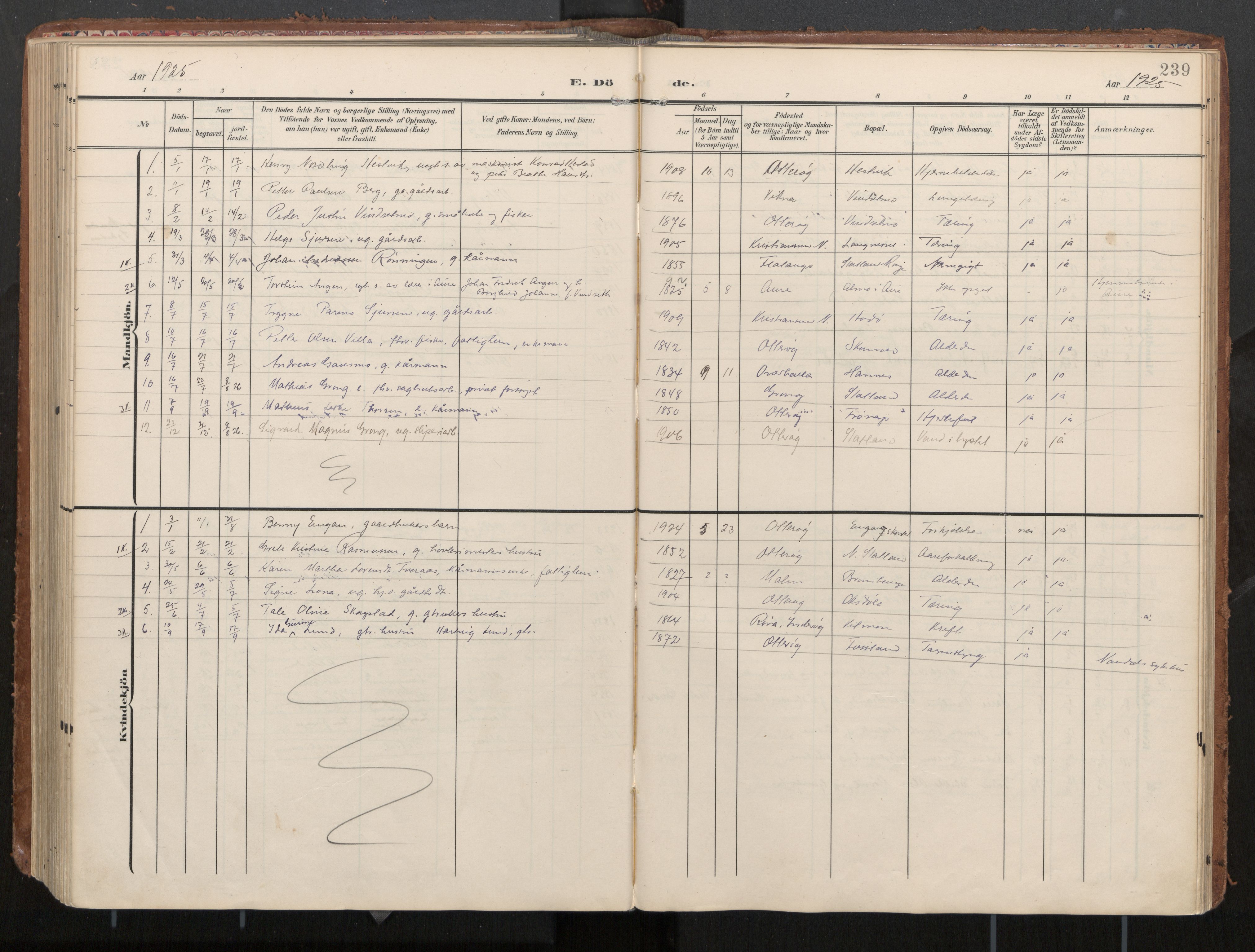 Ministerialprotokoller, klokkerbøker og fødselsregistre - Nord-Trøndelag, AV/SAT-A-1458/774/L0629: Parish register (official), 1904-1926, p. 239