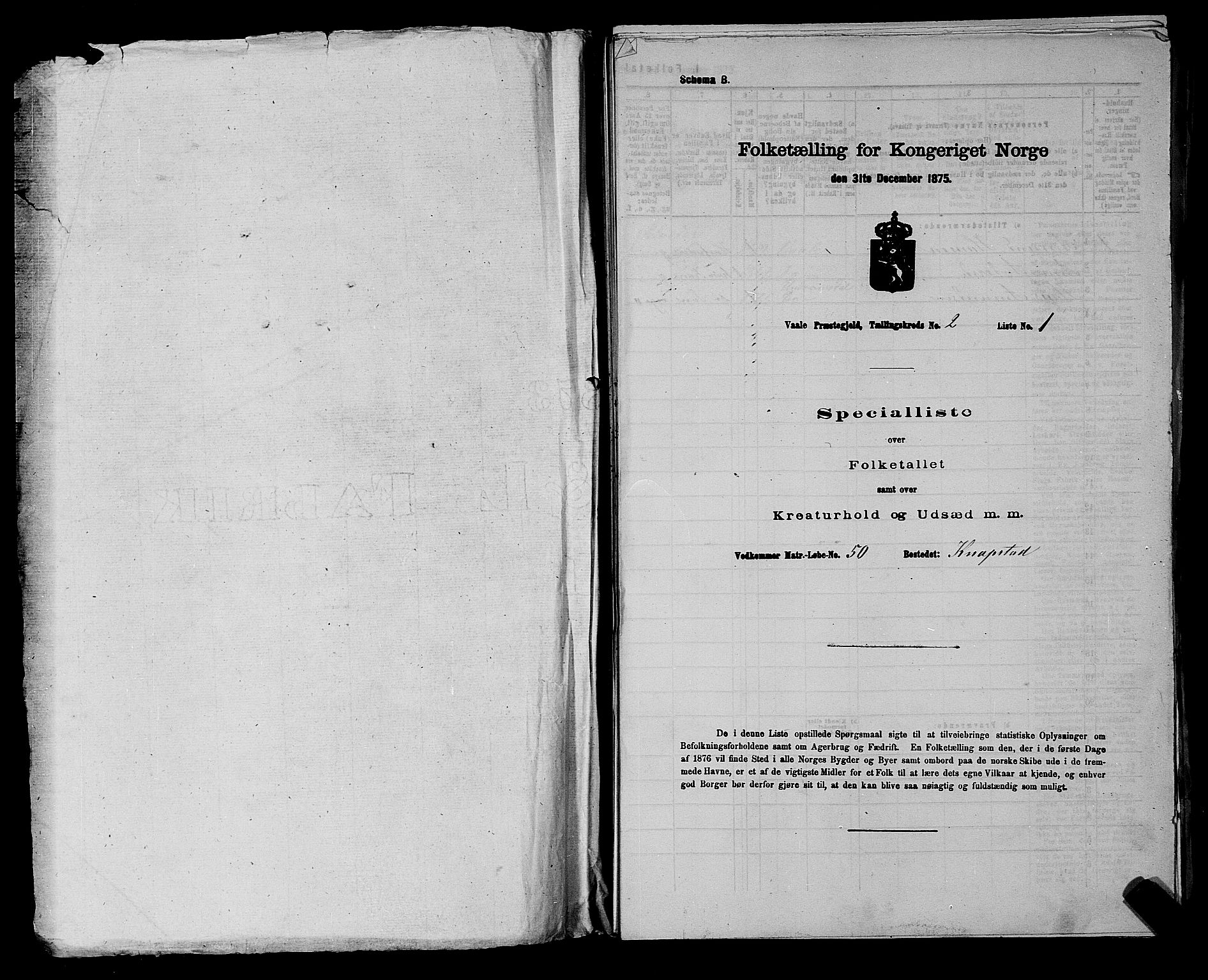 SAKO, 1875 census for 0716P Våle, 1875, p. 222