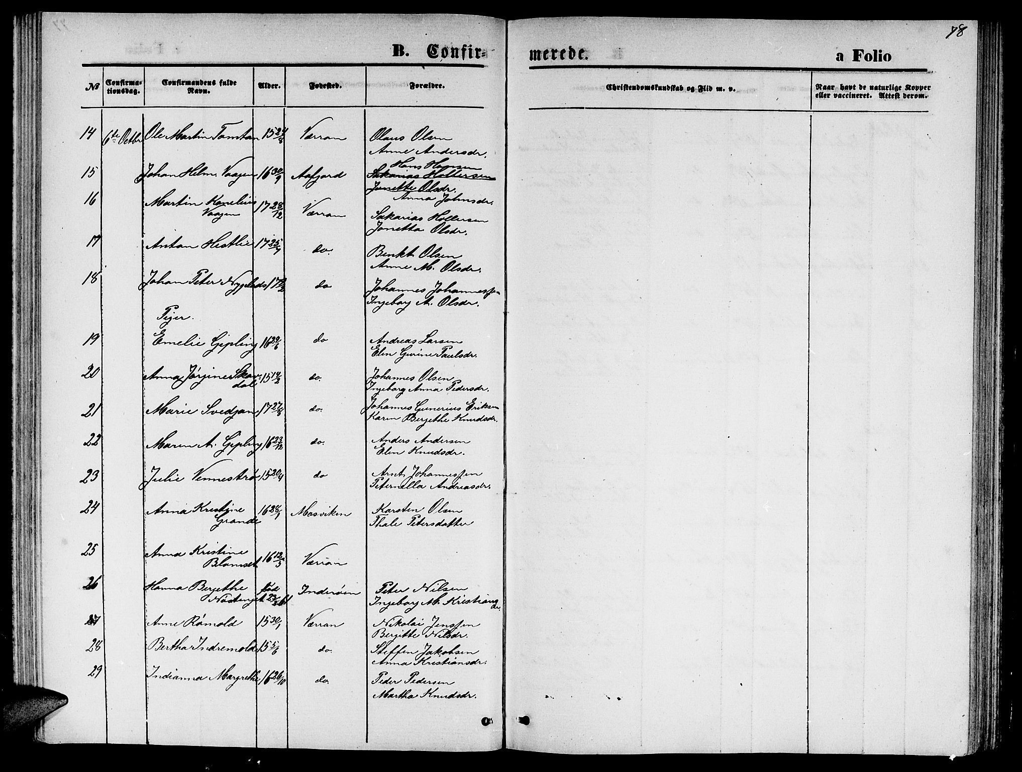 Ministerialprotokoller, klokkerbøker og fødselsregistre - Nord-Trøndelag, SAT/A-1458/744/L0422: Parish register (copy) no. 744C01, 1871-1885, p. 78