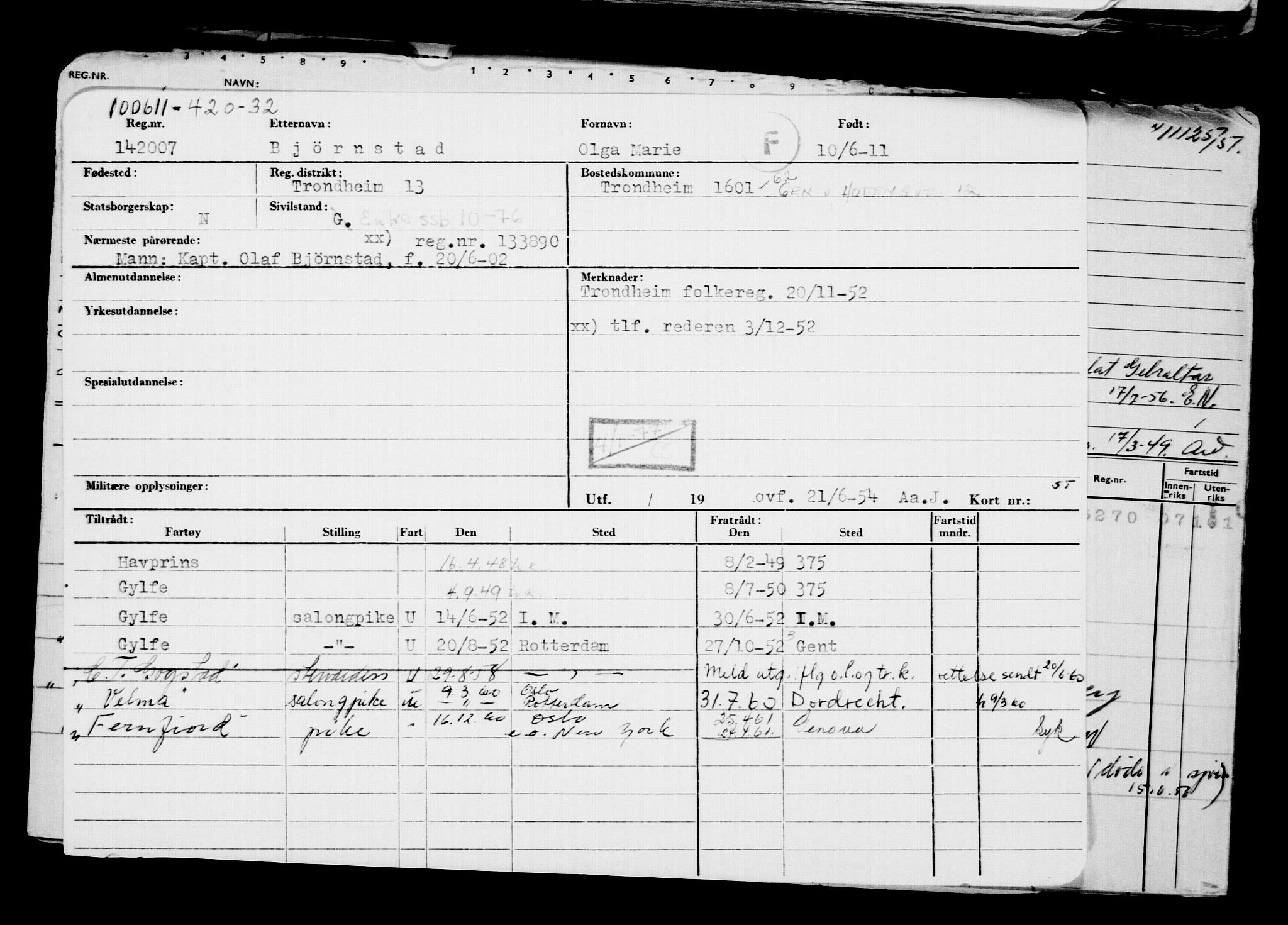 Direktoratet for sjømenn, AV/RA-S-3545/G/Gb/L0097: Hovedkort, 1911, p. 128