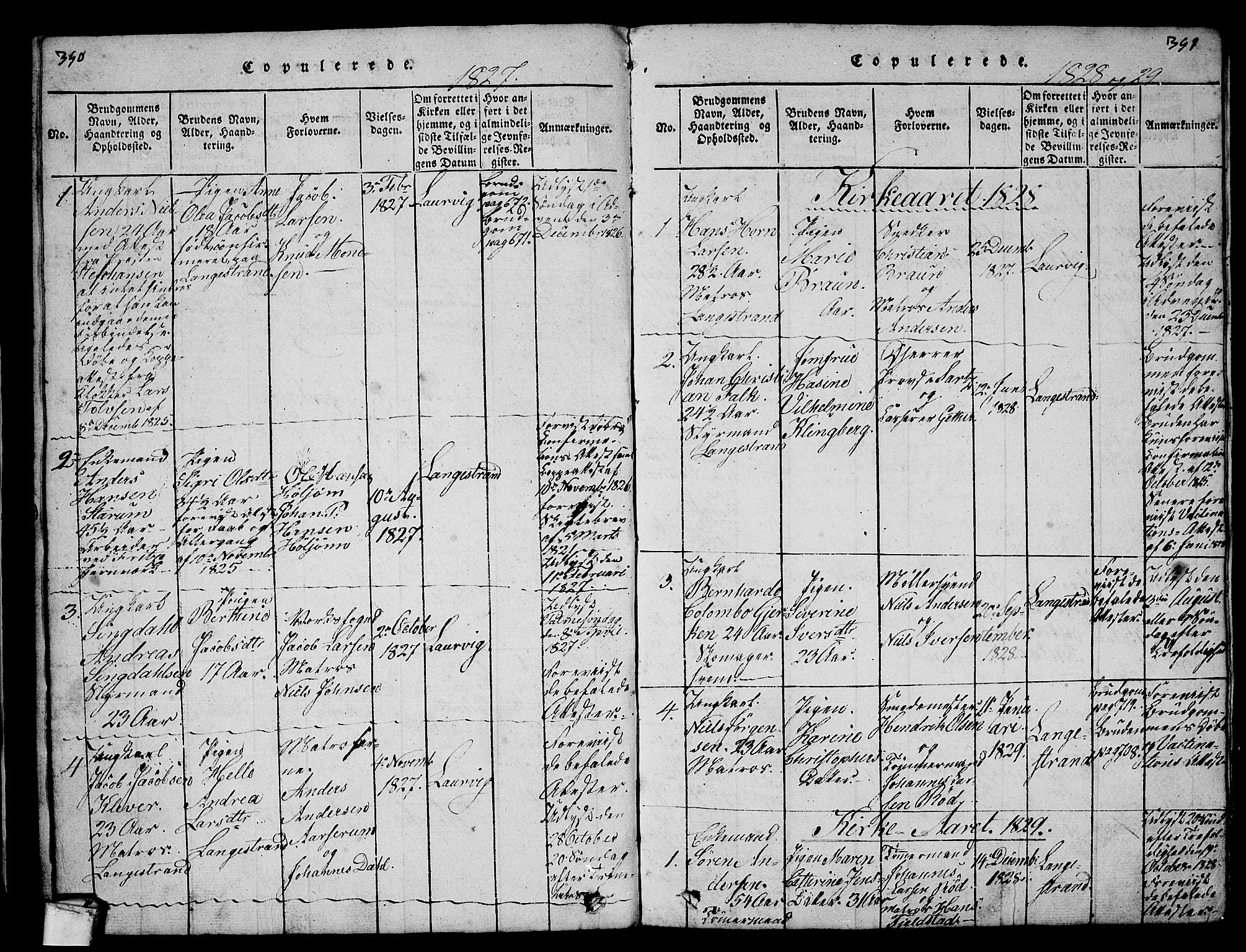 Larvik kirkebøker, AV/SAKO-A-352/G/Gb/L0001: Parish register (copy) no. II 1, 1818-1843, p. 390-391