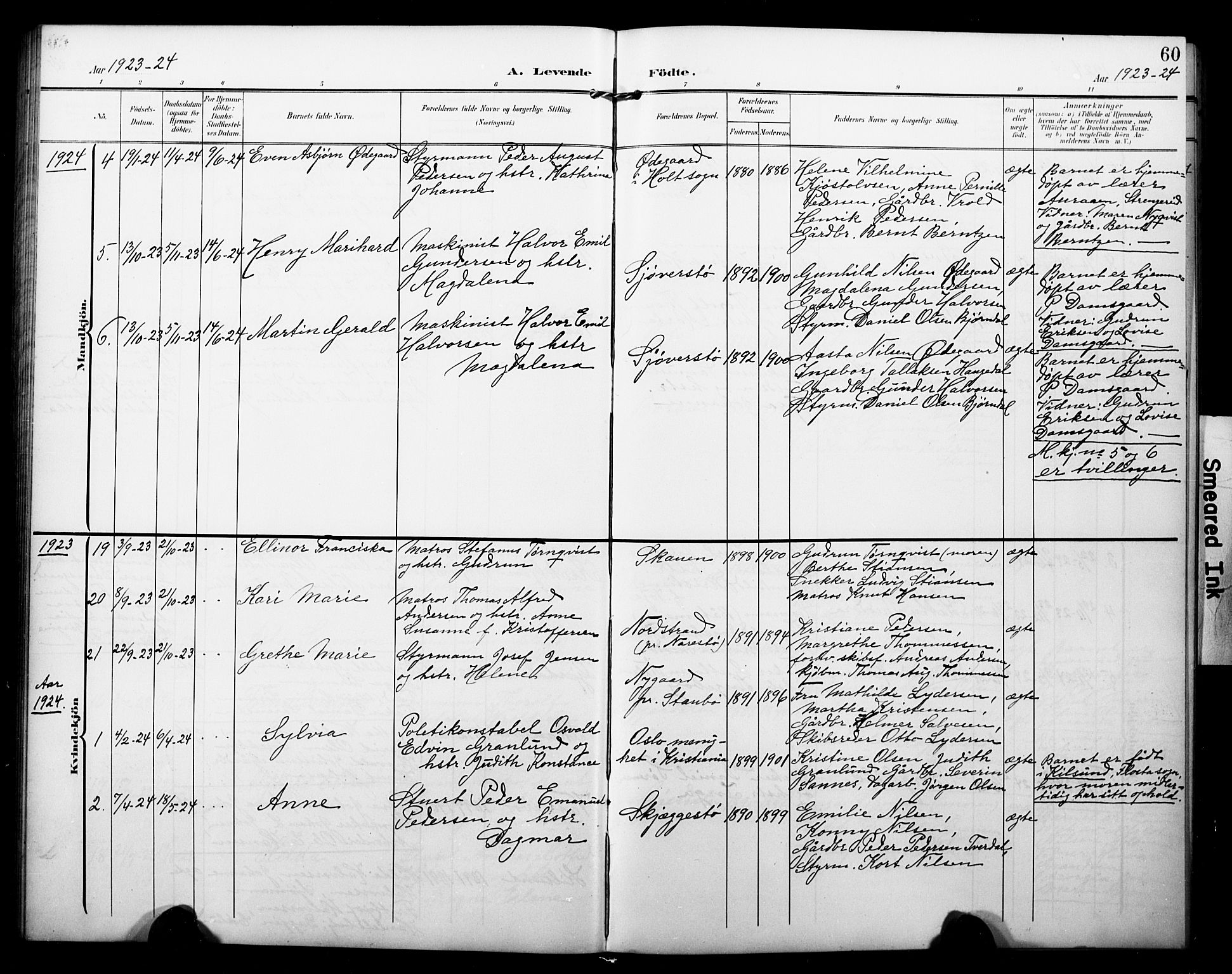 Dypvåg sokneprestkontor, AV/SAK-1111-0007/F/Fb/Fbb/L0005: Parish register (copy) no. B 5, 1905-1924, p. 60