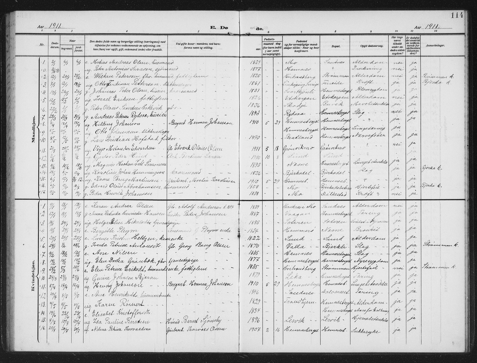 Ministerialprotokoller, klokkerbøker og fødselsregistre - Nordland, SAT/A-1459/825/L0371: Parish register (copy) no. 825C08, 1907-1940, p. 114