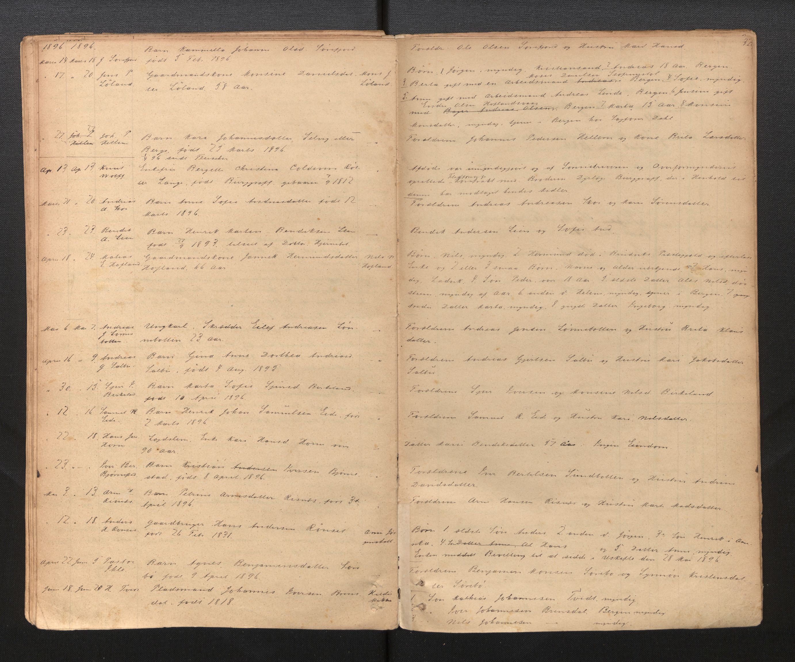 Lensmannen i Hyllestad, AV/SAB-A-28301/0006/L0005: Dødsfallprotokoll, 1882-1912, p. 32