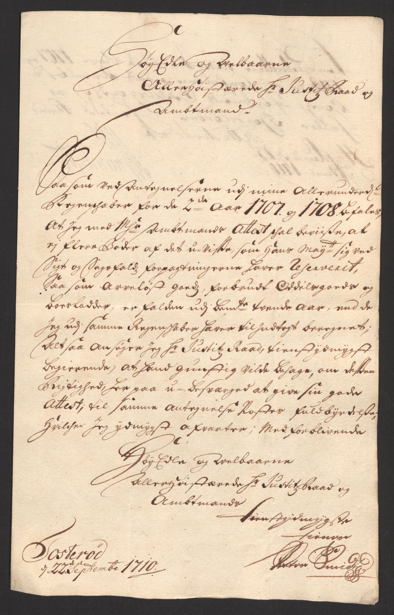 Rentekammeret inntil 1814, Reviderte regnskaper, Fogderegnskap, AV/RA-EA-4092/R01/L0018: Fogderegnskap Idd og Marker, 1707-1709, p. 251