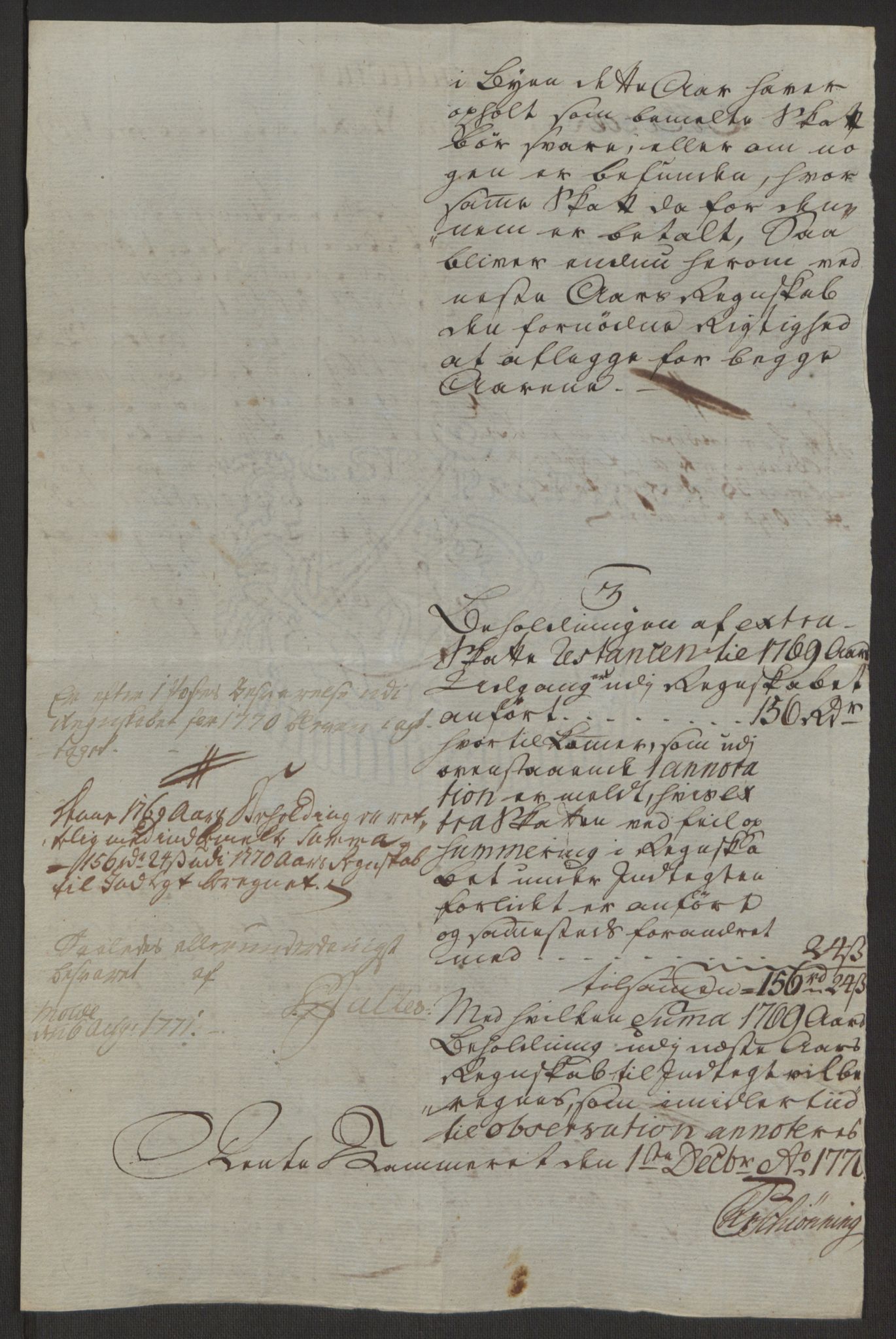 Rentekammeret inntil 1814, Reviderte regnskaper, Byregnskaper, RA/EA-4066/R/Rq/L0487/0004: [Q1] Kontribusjonsregnskap / Ekstraskatt, 1762-1772, p. 189