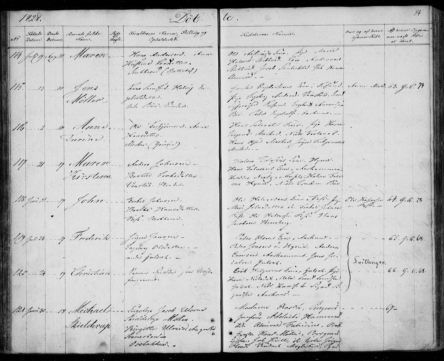Gjerpen kirkebøker, SAKO/A-265/F/Fa/L0005: Parish register (official) no. I 5, 1823-1829, p. 84