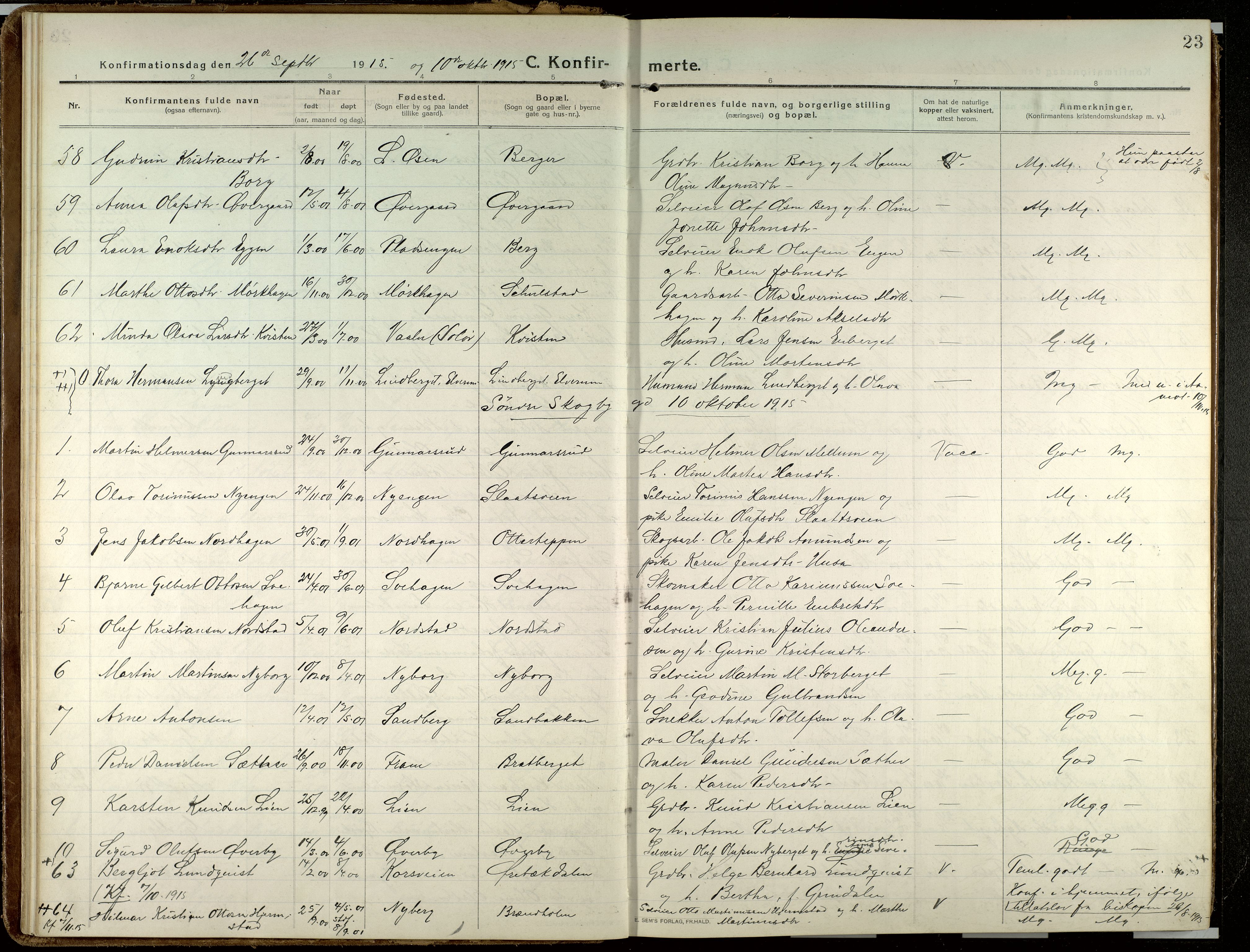 Elverum prestekontor, AV/SAH-PREST-044/H/Ha/Haa/L0023: Parish register (official) no. 23, 1914-1929, p. 23