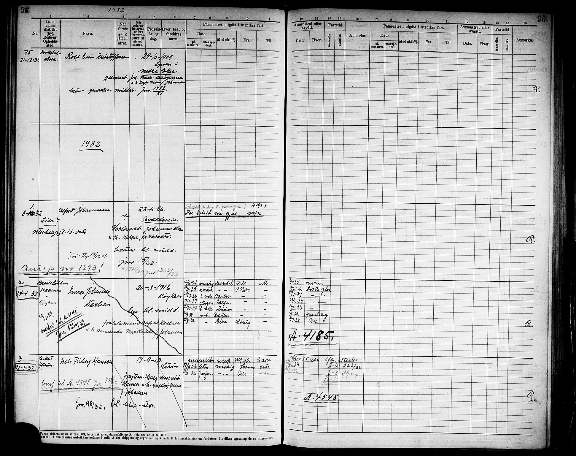 Drammen innrulleringsdistrikt, SAKO/A-781/F/Fd/L0007: Midlertidige patenter, 1930-1940, p. 58