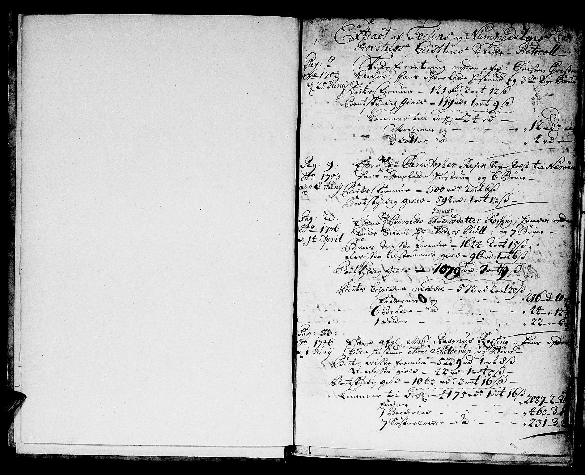 Fosen prosti, AV/SAT-A-6515/1/G/Gc/L0002: Skifteprotokoll, 1703-1712