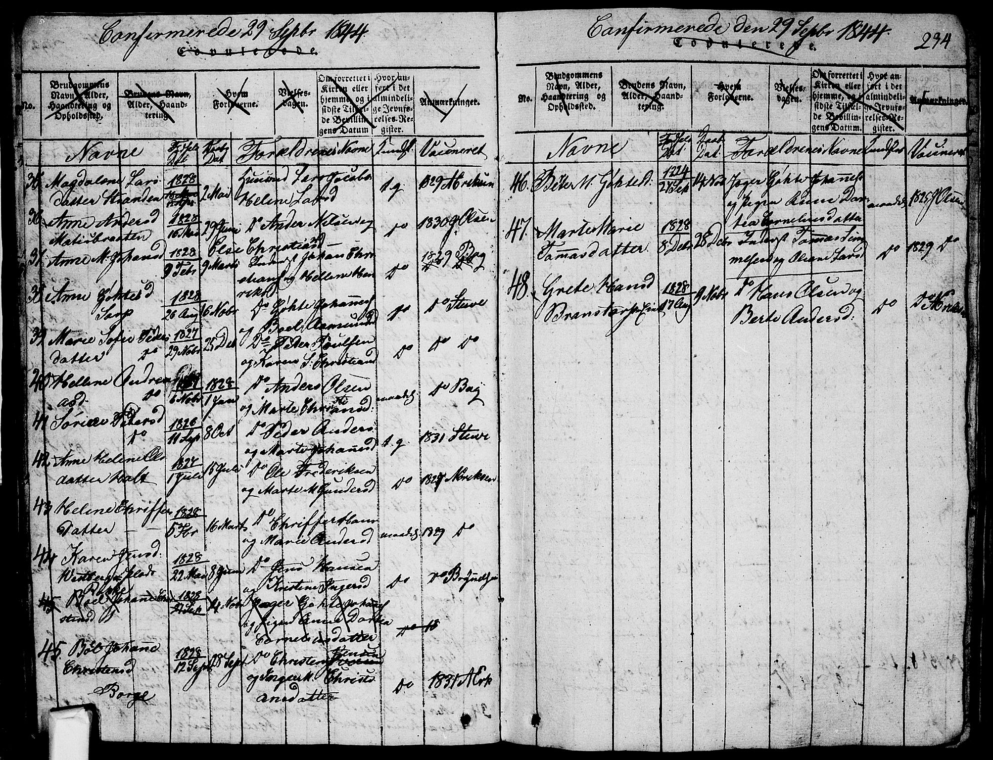 Skjeberg prestekontor Kirkebøker, AV/SAO-A-10923/G/Ga/L0001: Parish register (copy) no. I 1, 1815-1830, p. 234