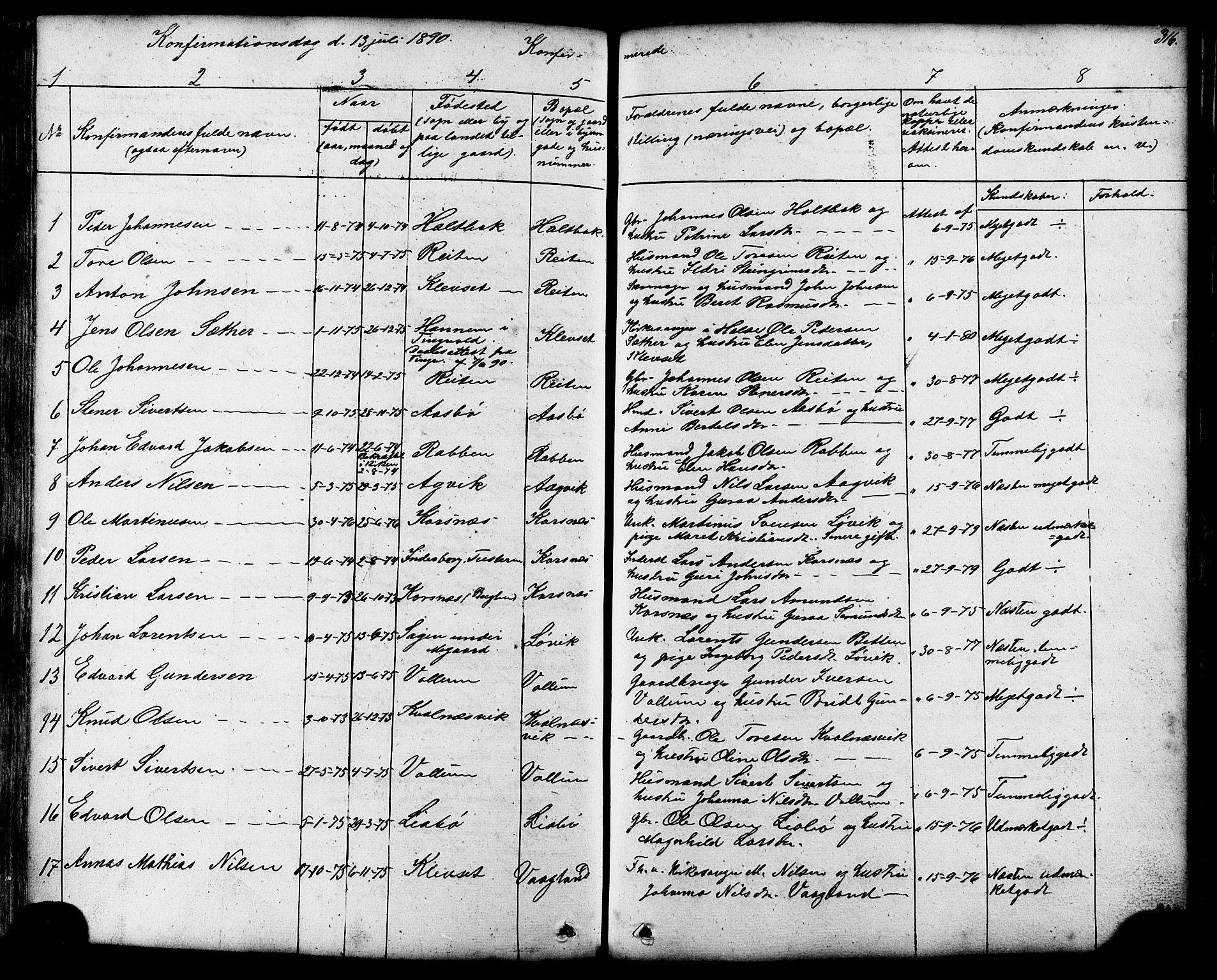 Ministerialprotokoller, klokkerbøker og fødselsregistre - Møre og Romsdal, AV/SAT-A-1454/576/L0890: Parish register (copy) no. 576C01, 1837-1908, p. 316