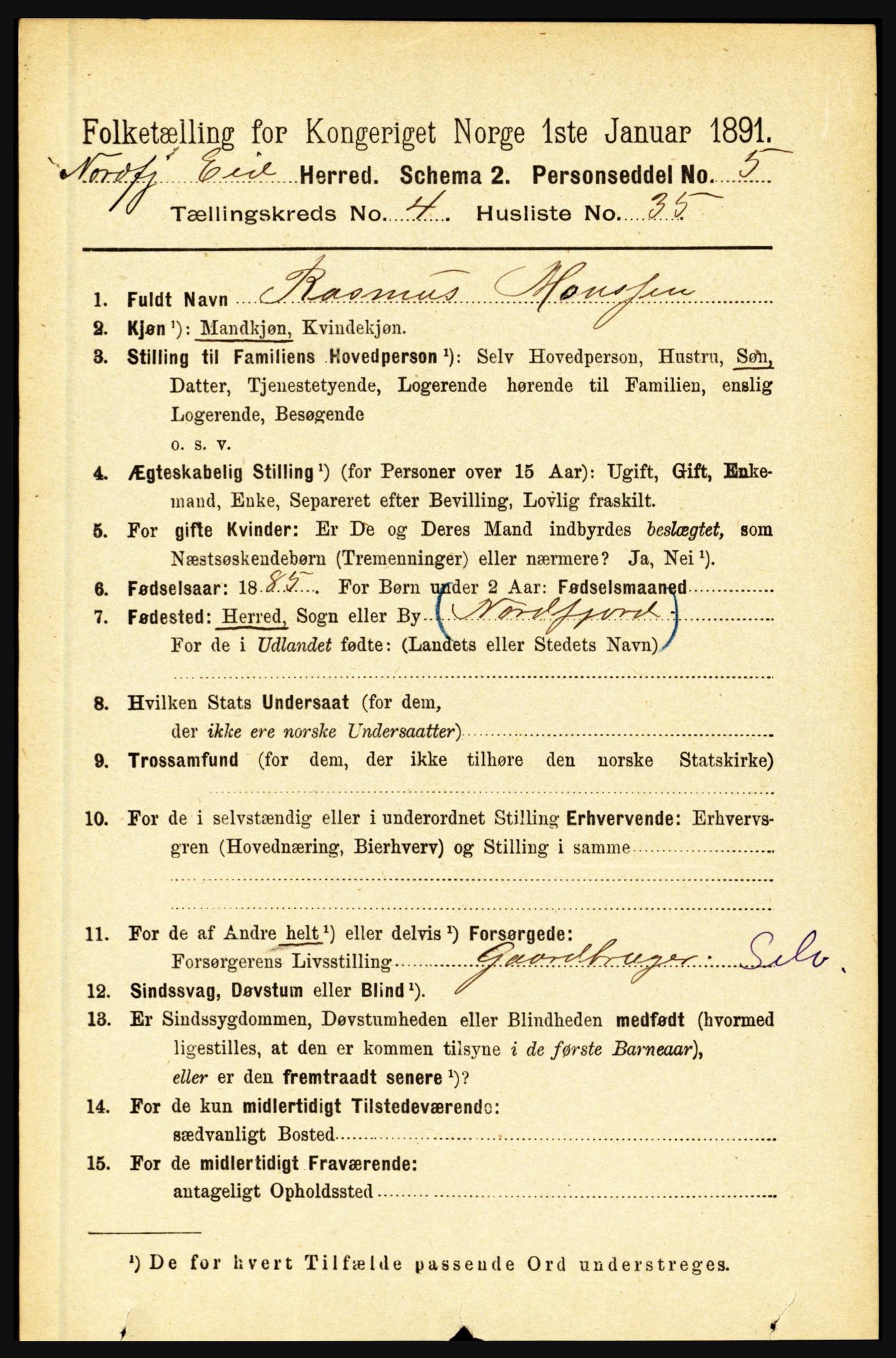 RA, 1891 census for 1443 Eid, 1891, p. 1093