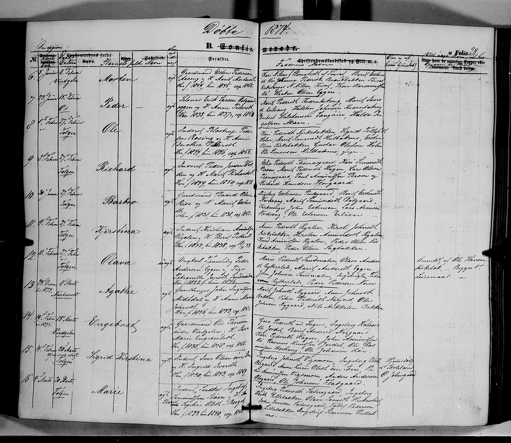 Tolga prestekontor, AV/SAH-PREST-062/K/L0006: Parish register (official) no. 6, 1852-1876, p. 211