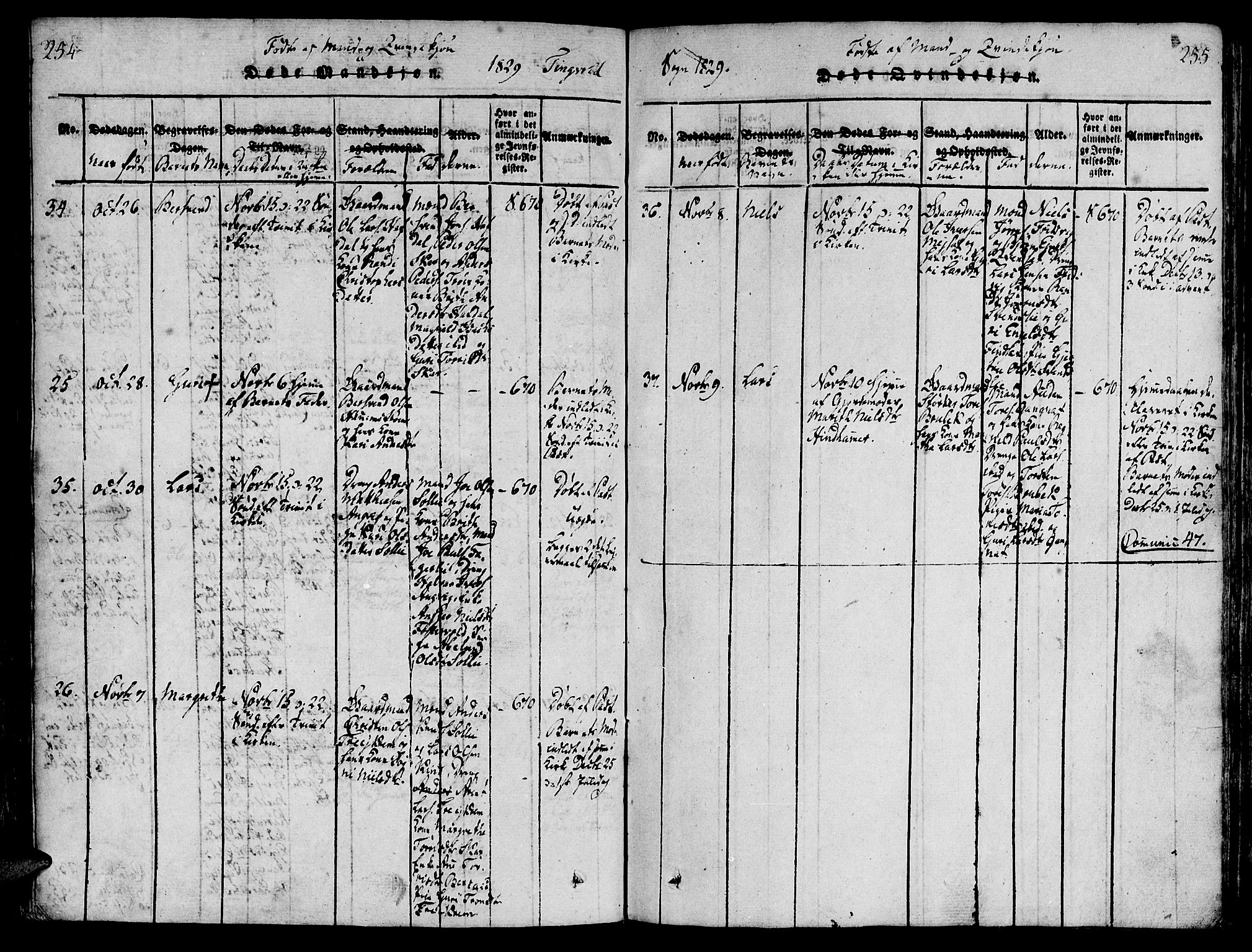 Ministerialprotokoller, klokkerbøker og fødselsregistre - Møre og Romsdal, SAT/A-1454/586/L0982: Parish register (official) no. 586A08, 1819-1829, p. 254-255