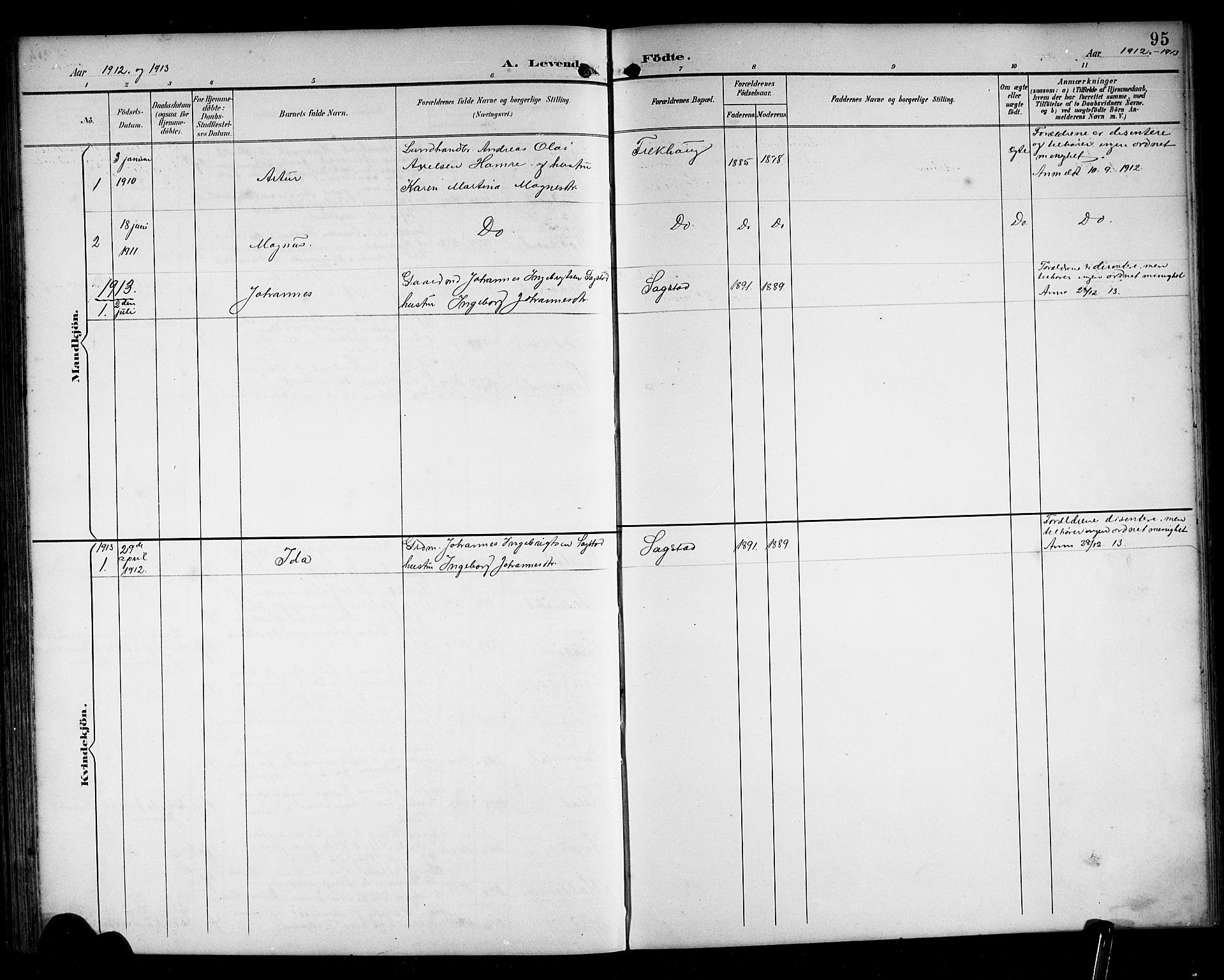 Alversund Sokneprestembete, SAB/A-73901/H/Ha/Hab: Parish register (copy) no. C 4, 1894-1924, p. 95