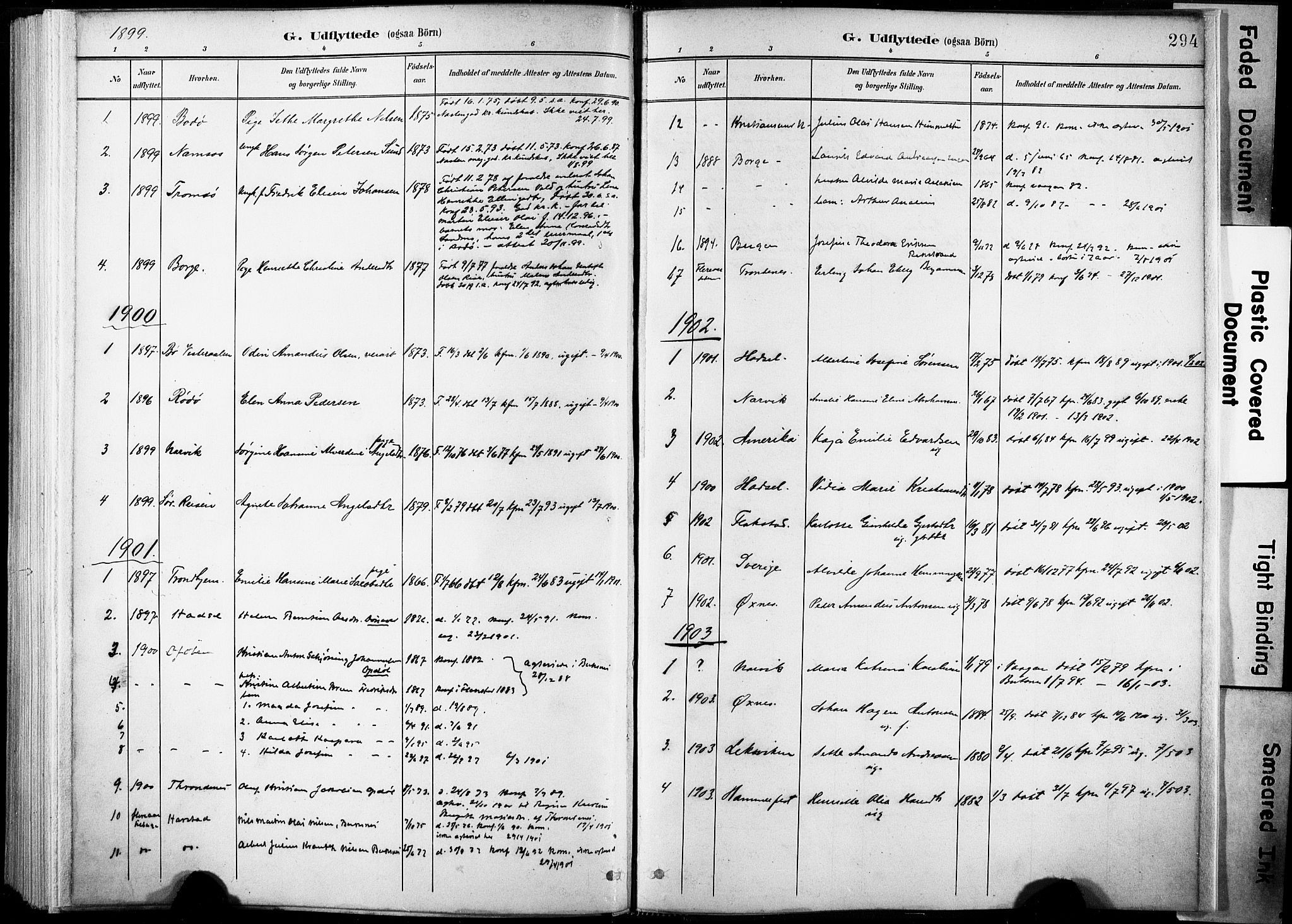 Ministerialprotokoller, klokkerbøker og fødselsregistre - Nordland, SAT/A-1459/881/L1151: Parish register (official) no. 881A04, 1899-1907, p. 294