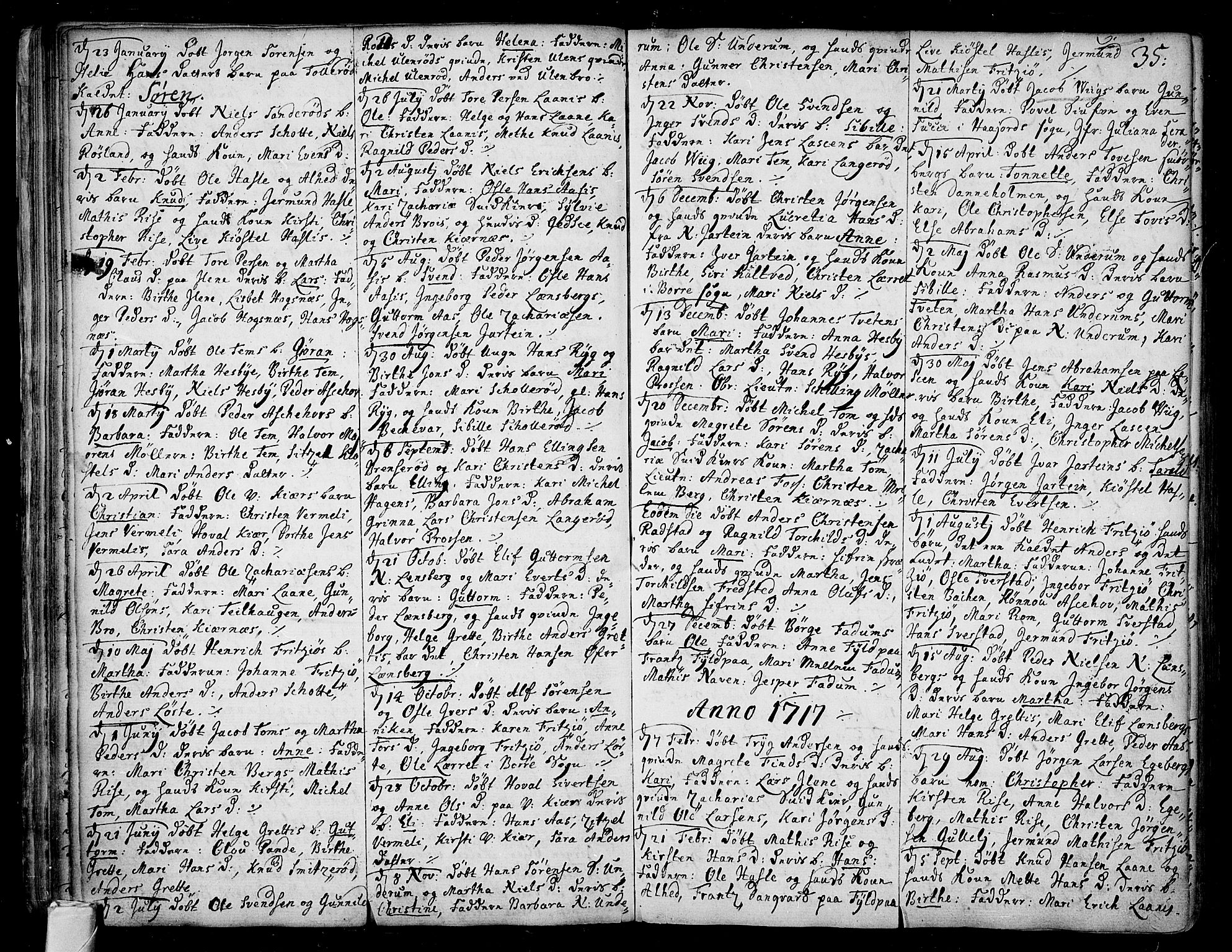 Sem kirkebøker, SAKO/A-5/F/Fa/L0001: Parish register (official) no. I 1, 1702-1763, p. 35