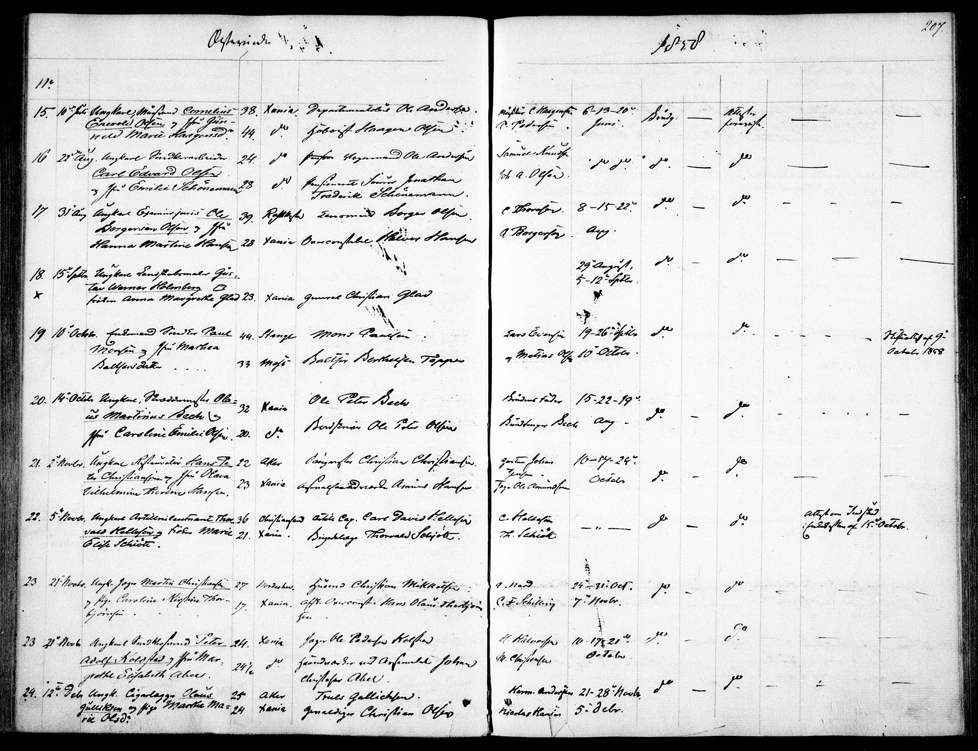 Garnisonsmenigheten Kirkebøker, AV/SAO-A-10846/F/Fa/L0009: Parish register (official) no. 9, 1842-1859, p. 207