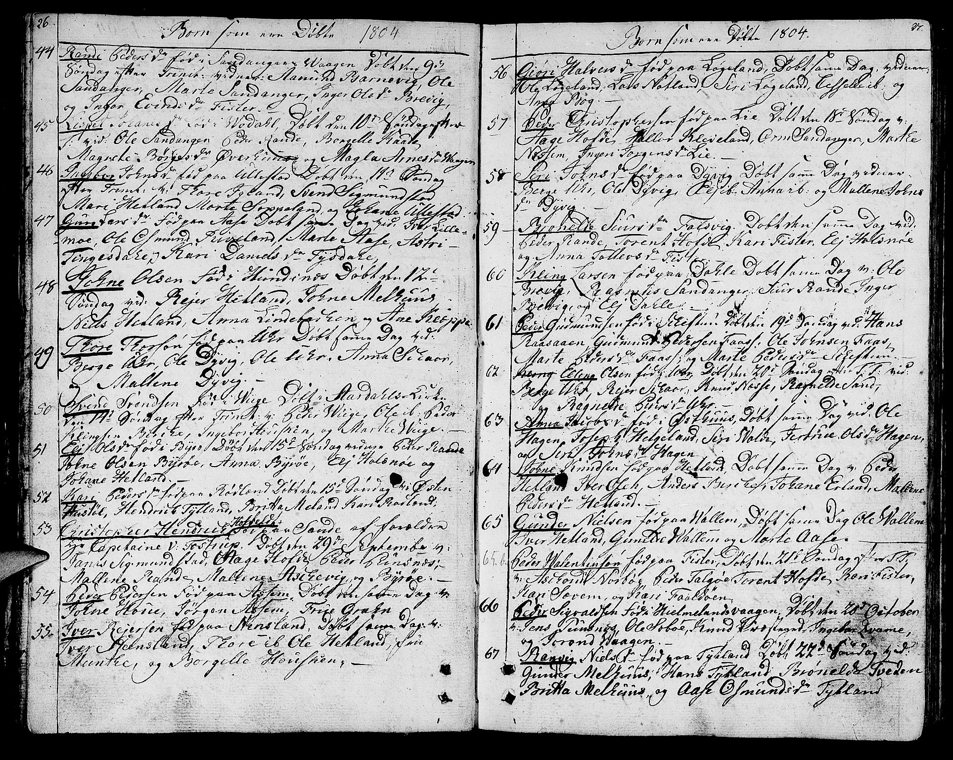 Hjelmeland sokneprestkontor, AV/SAST-A-101843/01/IV/L0002: Parish register (official) no. A 2, 1799-1816, p. 26-27