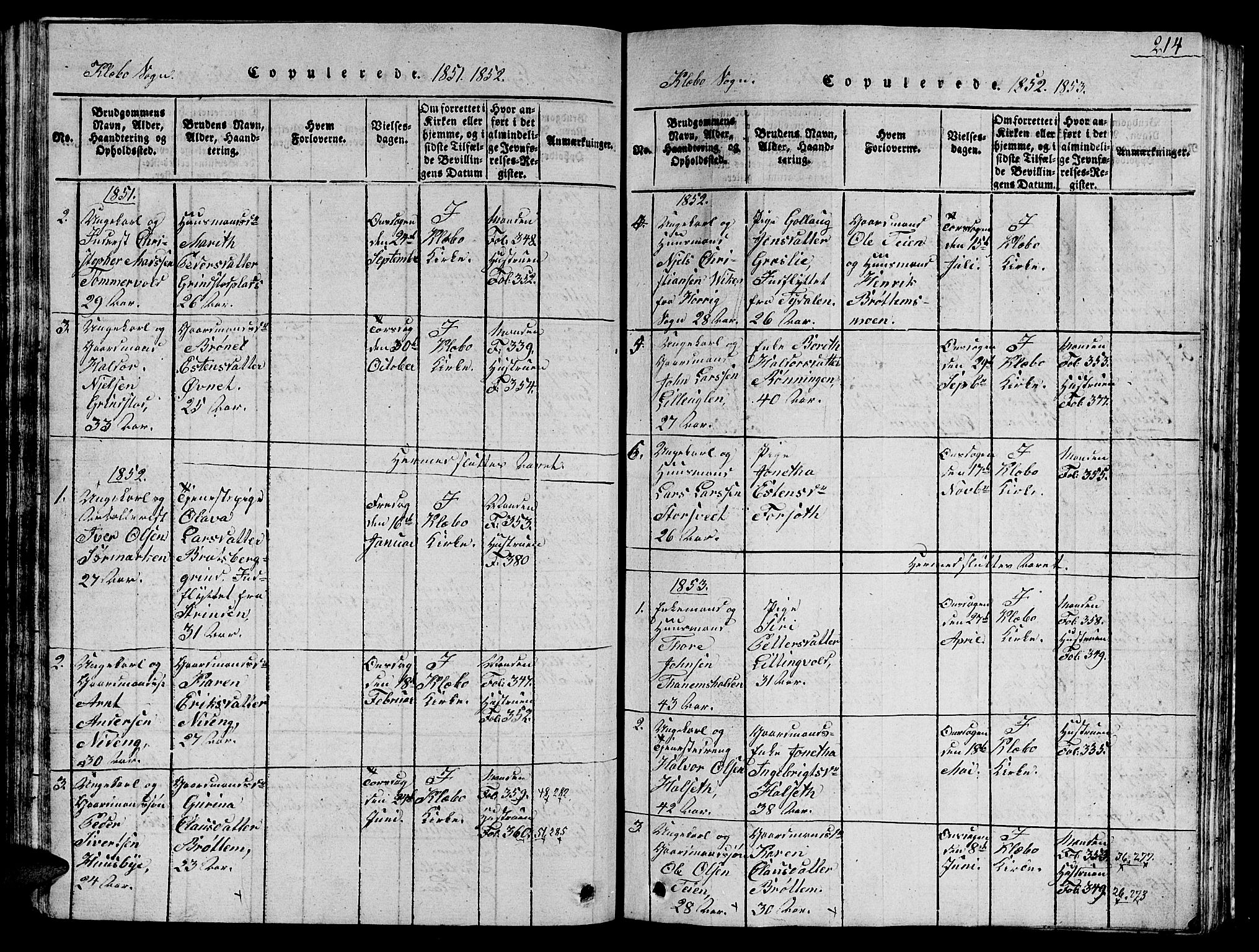 Ministerialprotokoller, klokkerbøker og fødselsregistre - Sør-Trøndelag, AV/SAT-A-1456/618/L0450: Parish register (copy) no. 618C01, 1816-1865, p. 214