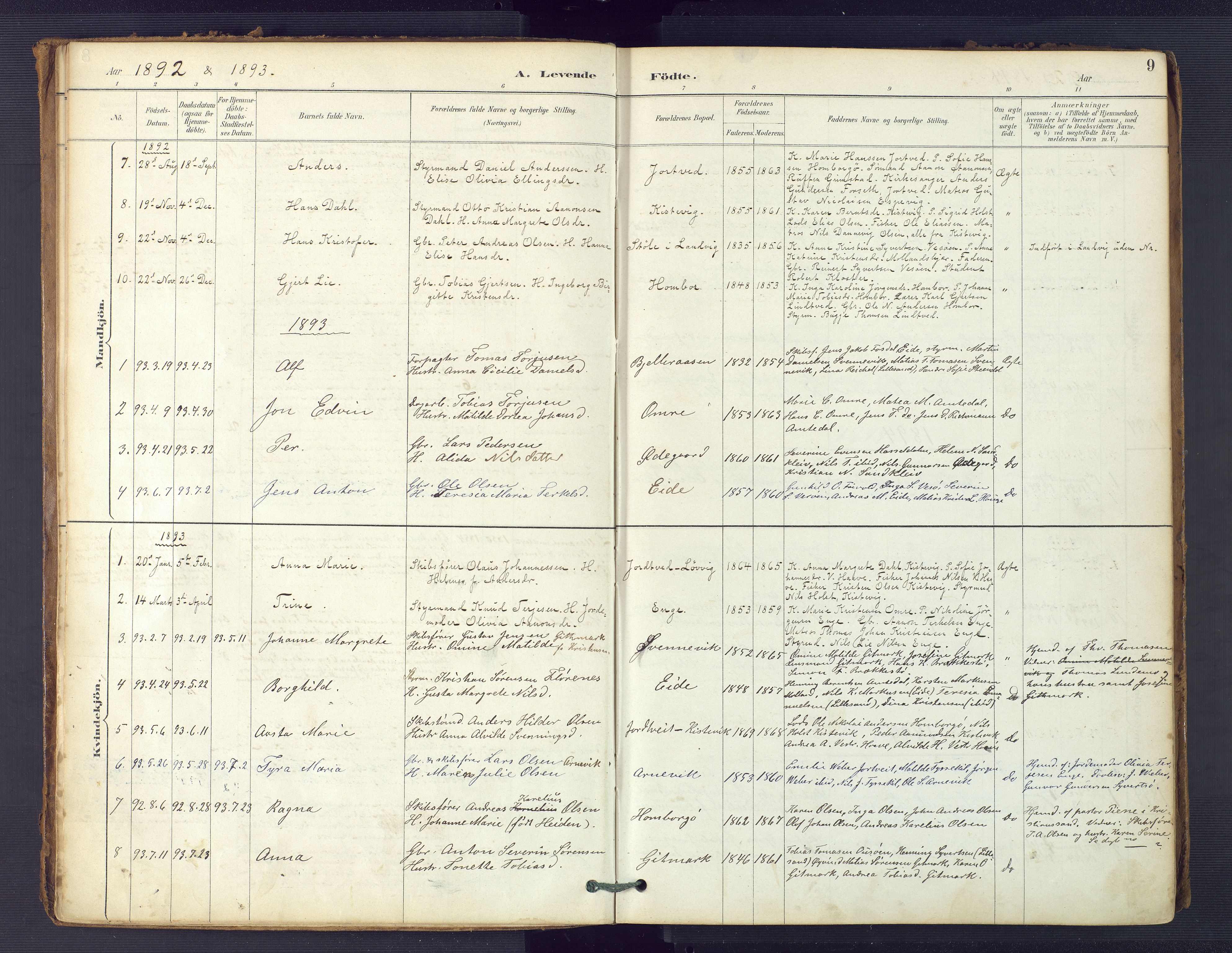 Hommedal sokneprestkontor, AV/SAK-1111-0023/F/Fa/Faa/L0003: Parish register (official) no. A 3, 1885-1916, p. 9