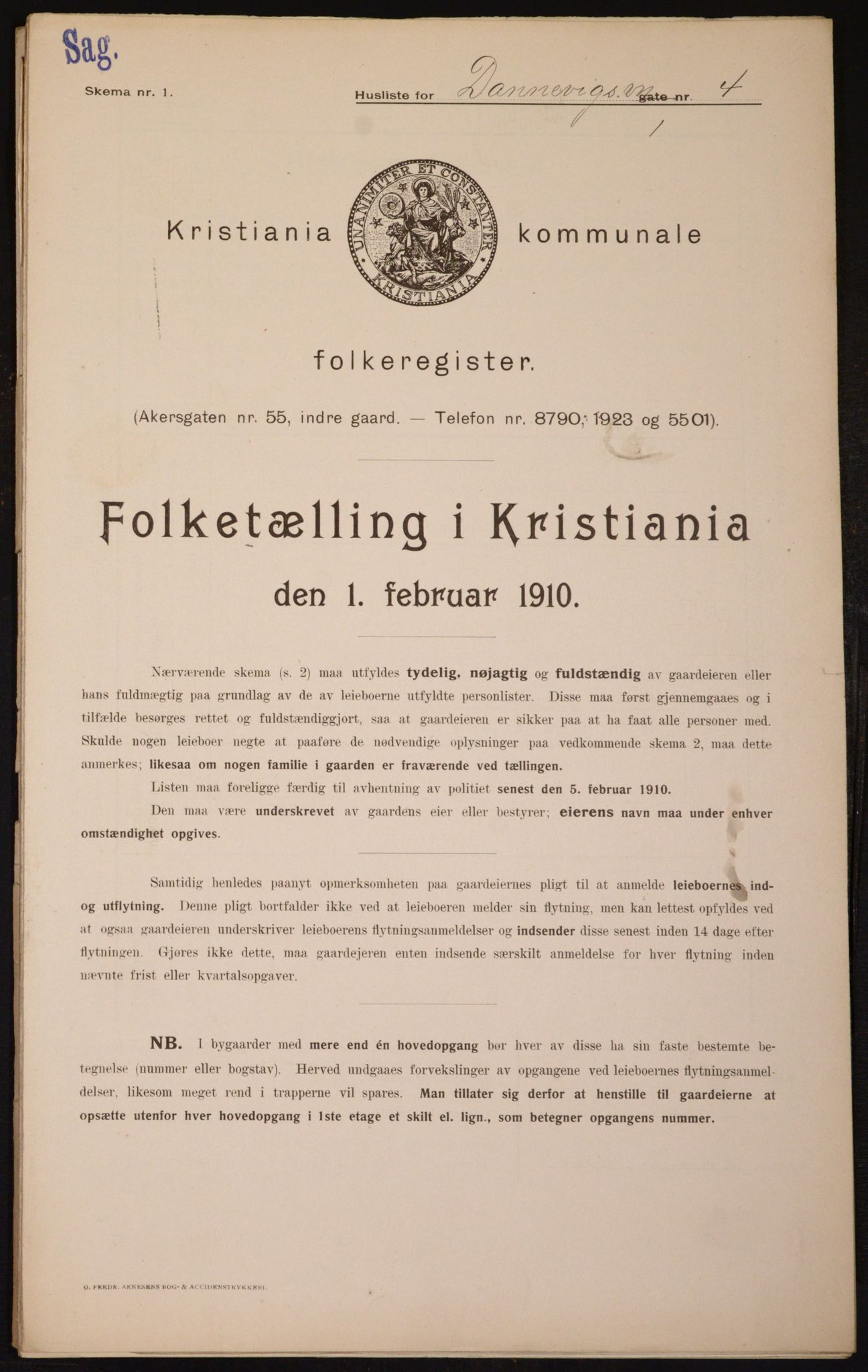 OBA, Municipal Census 1910 for Kristiania, 1910, p. 14437