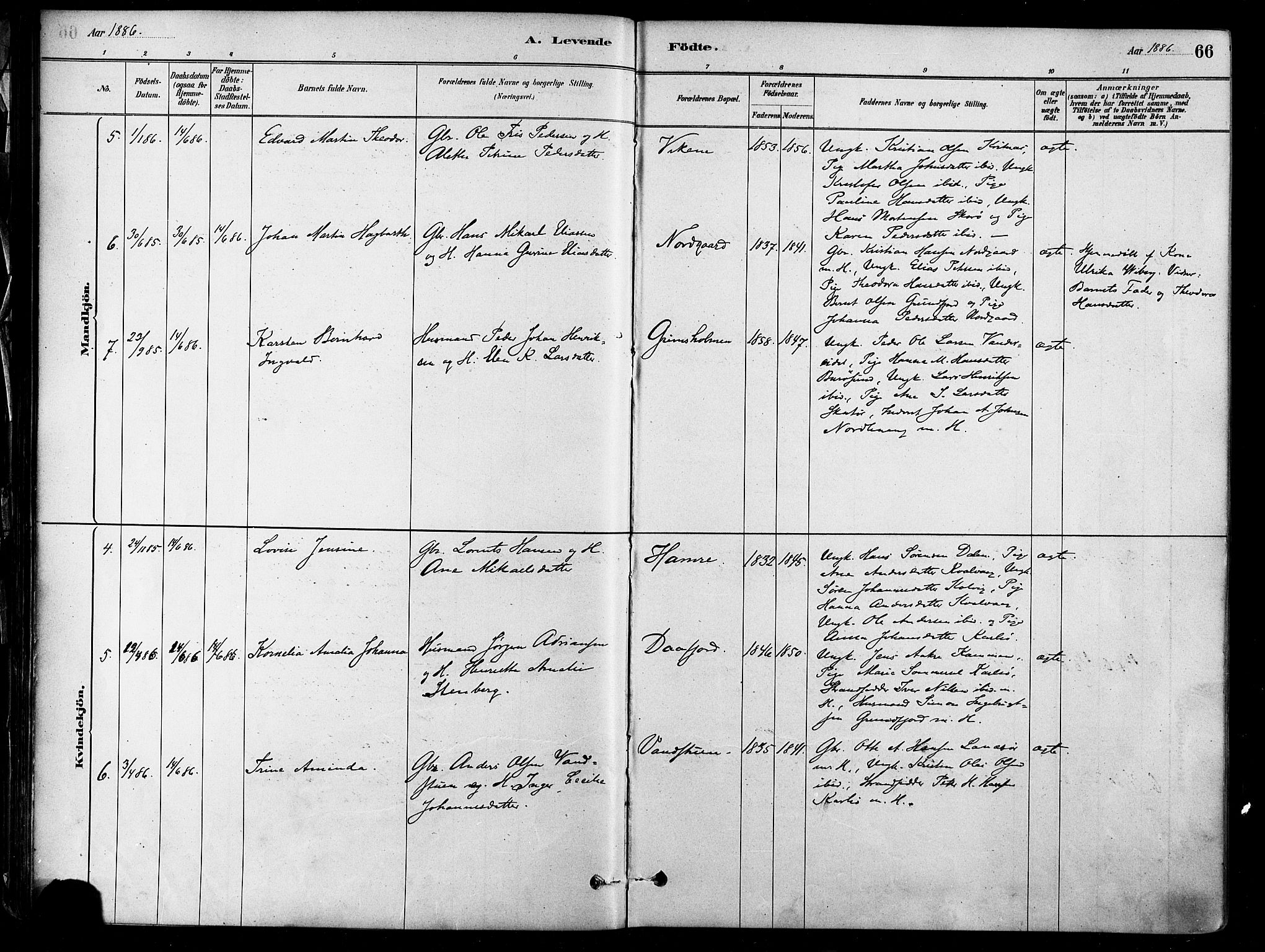 Karlsøy sokneprestembete, AV/SATØ-S-1299/H/Ha/Haa/L0006kirke: Parish register (official) no. 6, 1879-1890, p. 66