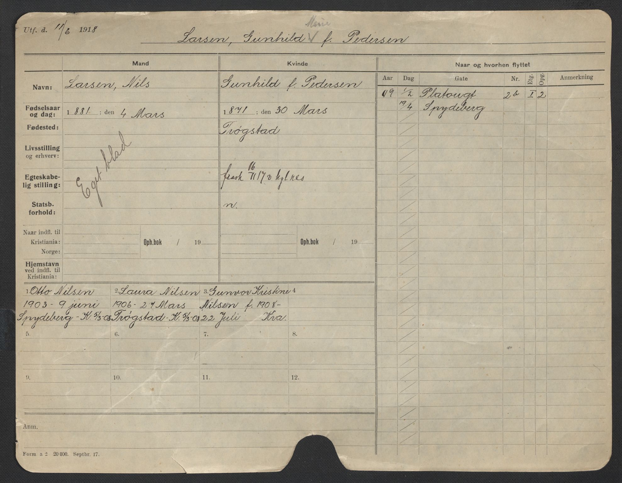 Oslo folkeregister, Registerkort, AV/SAO-A-11715/F/Fa/Fac/L0019: Kvinner, 1906-1914, p. 898a
