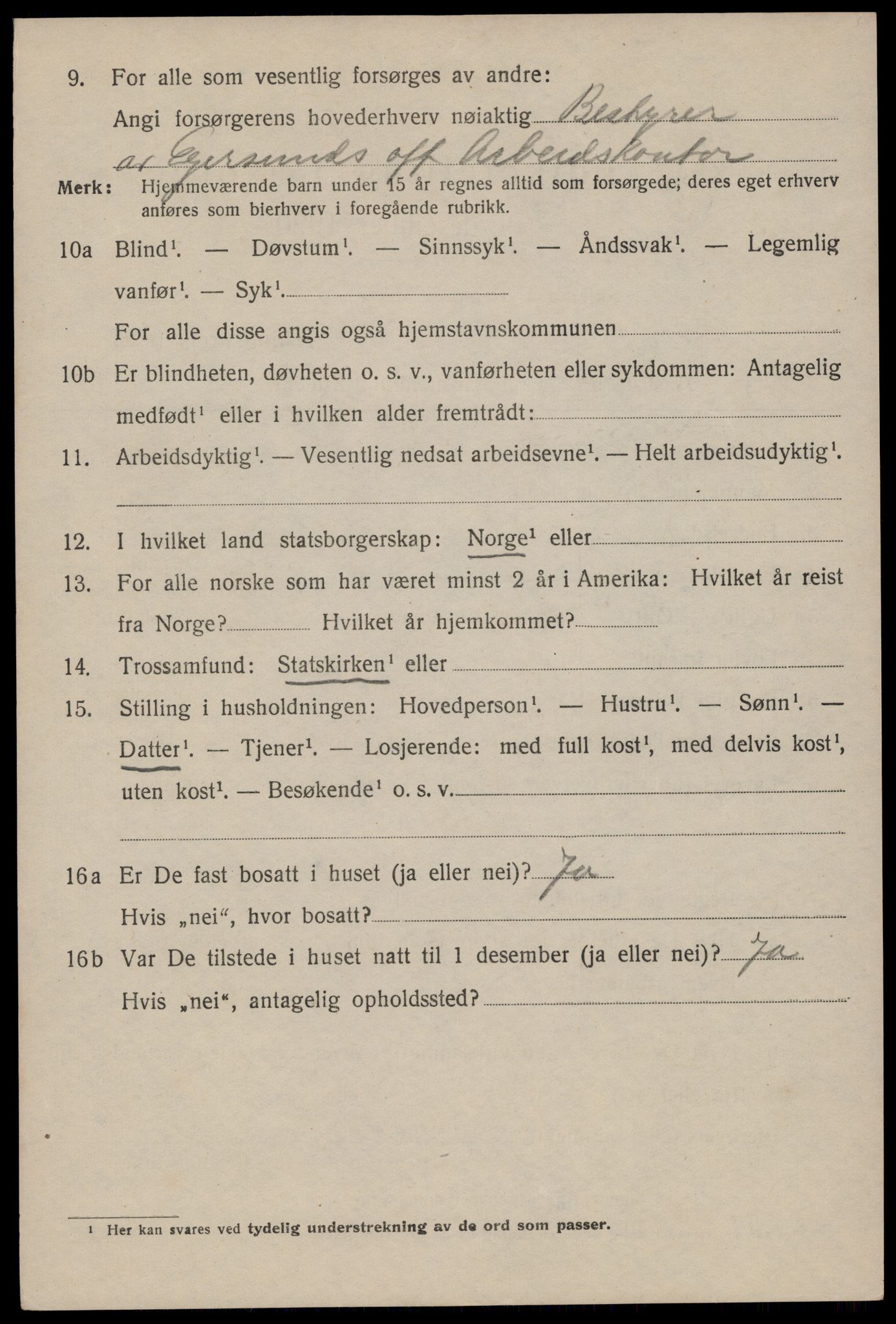 SAST, 1920 census for Egersund town, 1920, p. 9691