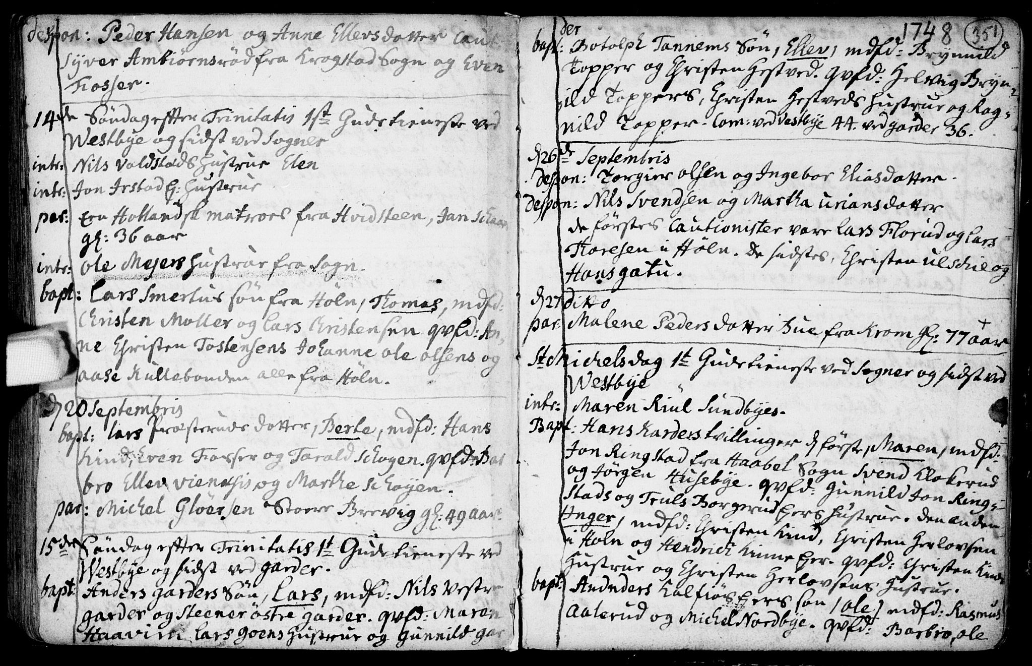 Vestby prestekontor Kirkebøker, SAO/A-10893/F/Fa/L0001.b: Parish register (official) no. I 1B, 1714-1759, p. 351