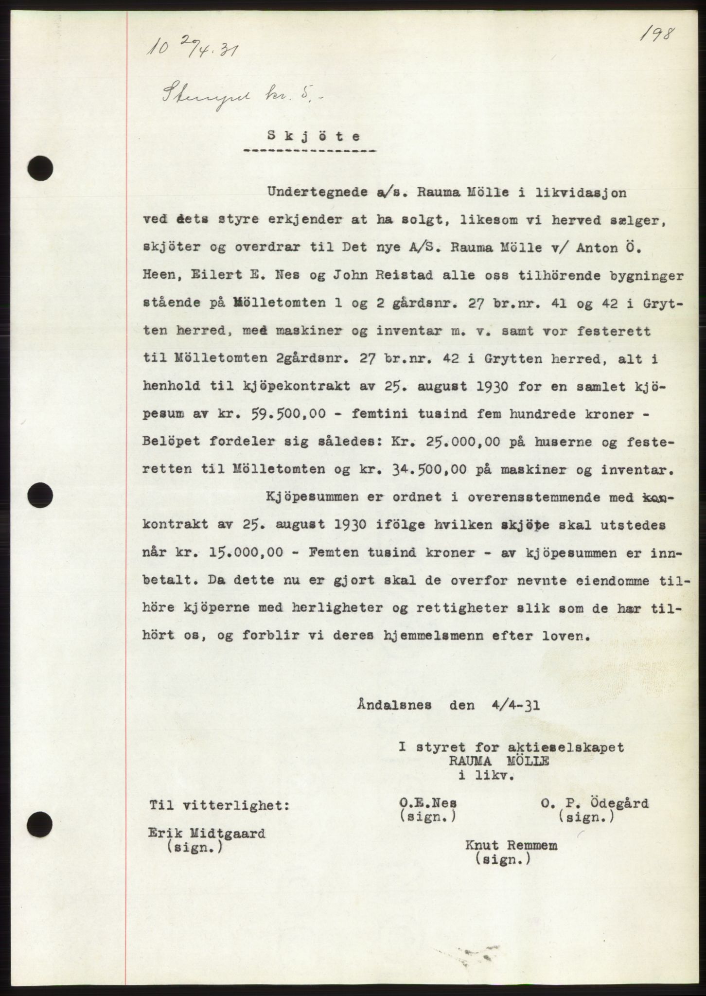 Romsdal sorenskriveri, AV/SAT-A-4149/1/2/2C/L0059: Mortgage book no. 53, 1931-1931, Deed date: 20.04.1931