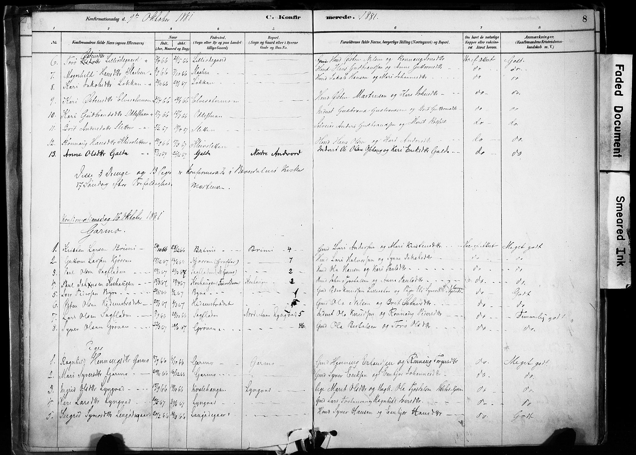 Lom prestekontor, SAH/PREST-070/K/L0009: Parish register (official) no. 9, 1878-1907, p. 8