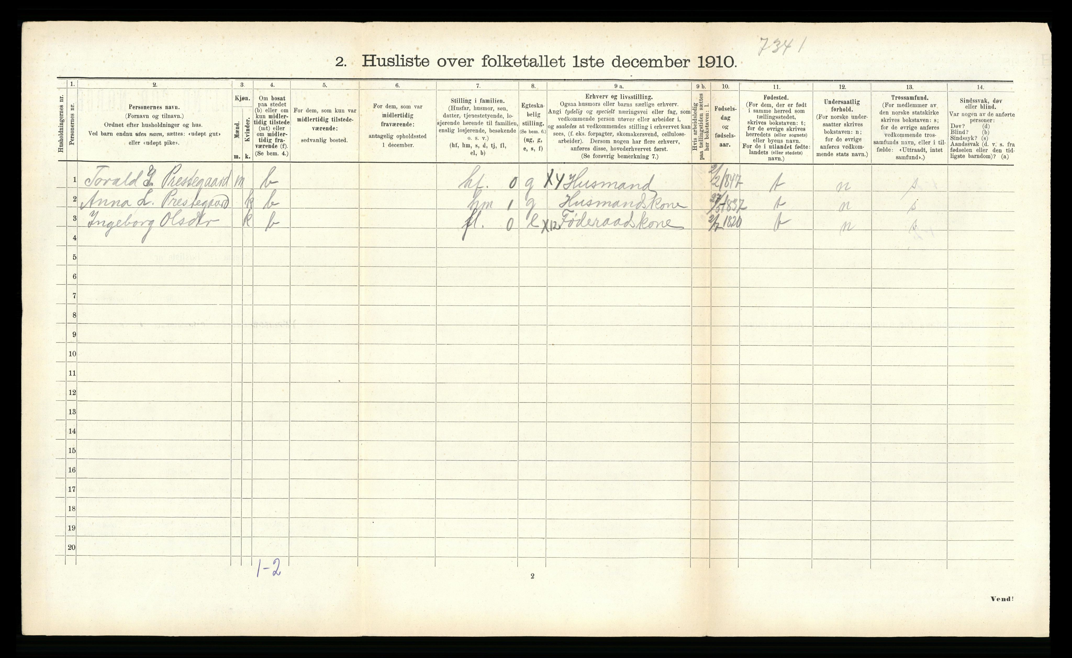 RA, 1910 census for Aurland, 1910, p. 270