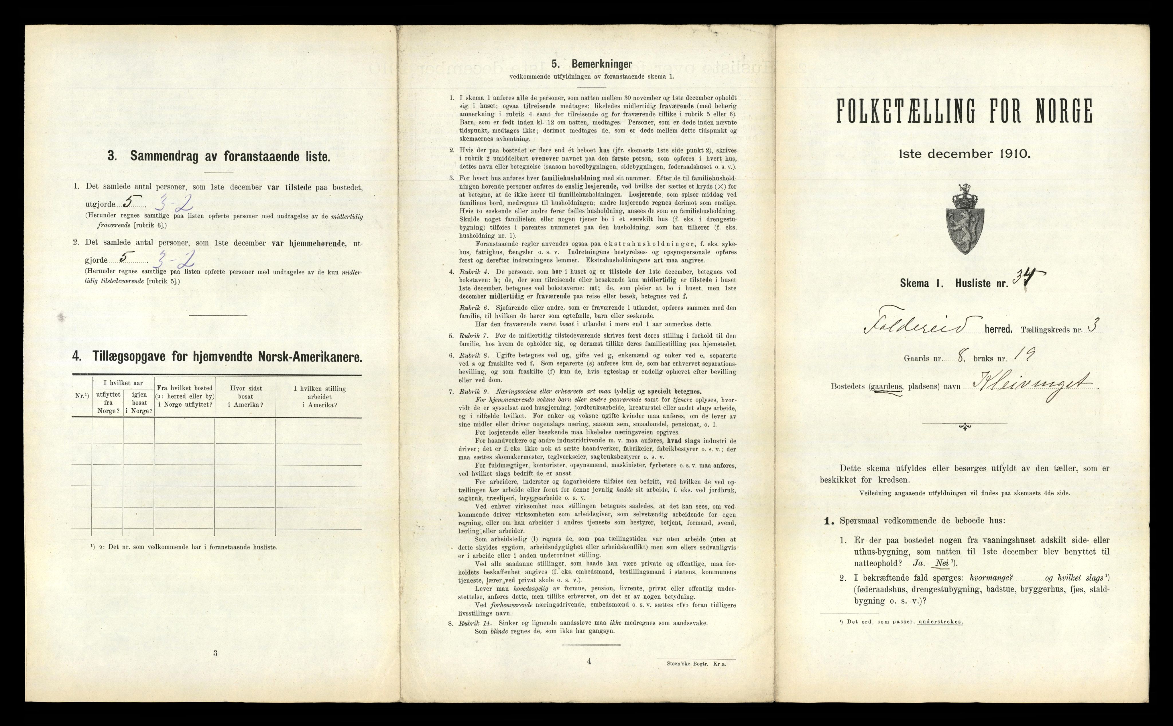 RA, 1910 census for Foldereid, 1910, p. 220