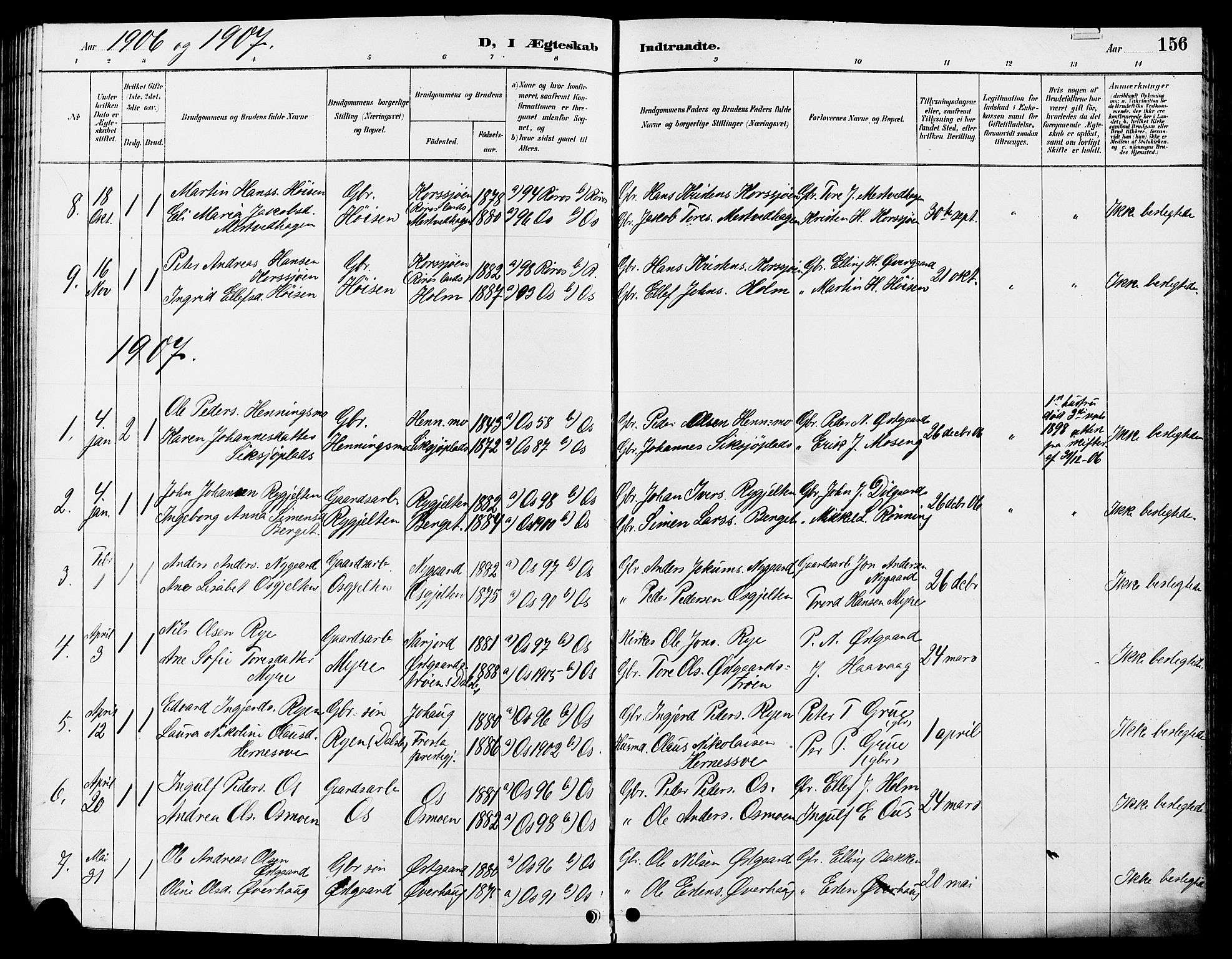 Tolga prestekontor, AV/SAH-PREST-062/L/L0008: Parish register (copy) no. 8, 1887-1912, p. 156