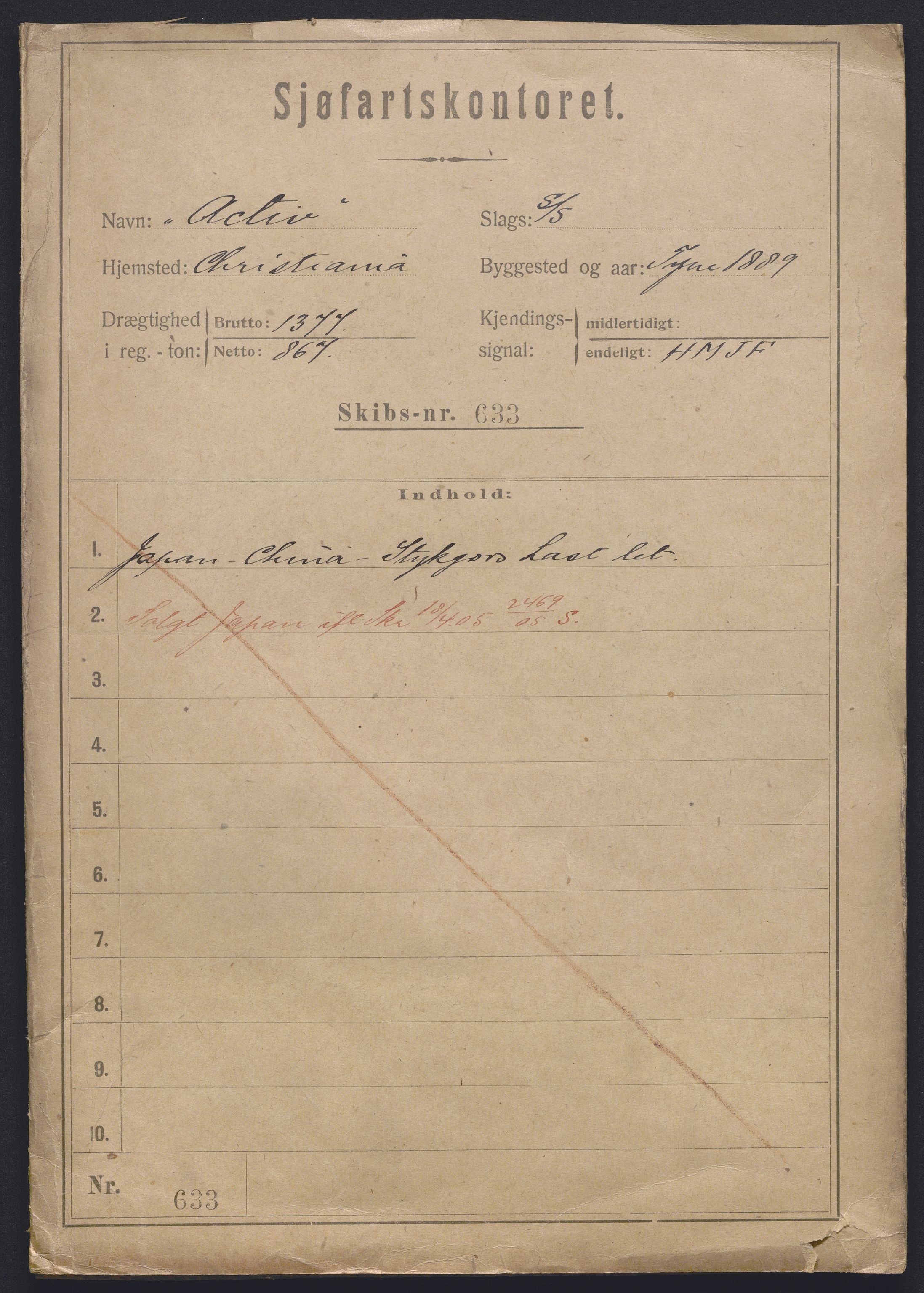 Sjøfartsdirektoratet med forløpere, skipsmapper slettede skip, AV/RA-S-4998/F/Fa/L0001: --, 1860-1922, p. 611