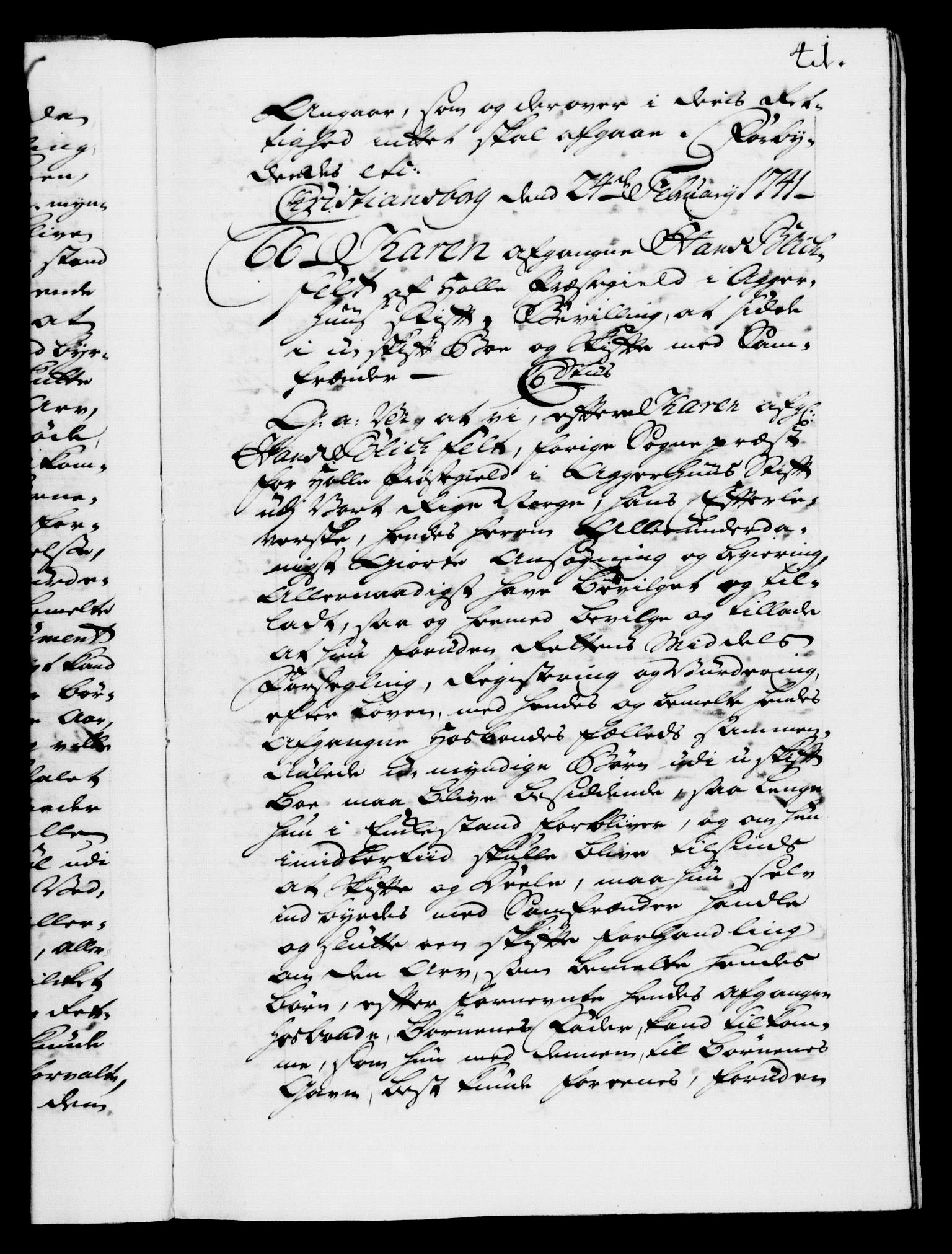 Danske Kanselli 1572-1799, AV/RA-EA-3023/F/Fc/Fca/Fcaa/L0032: Norske registre, 1741-1742, p. 41a
