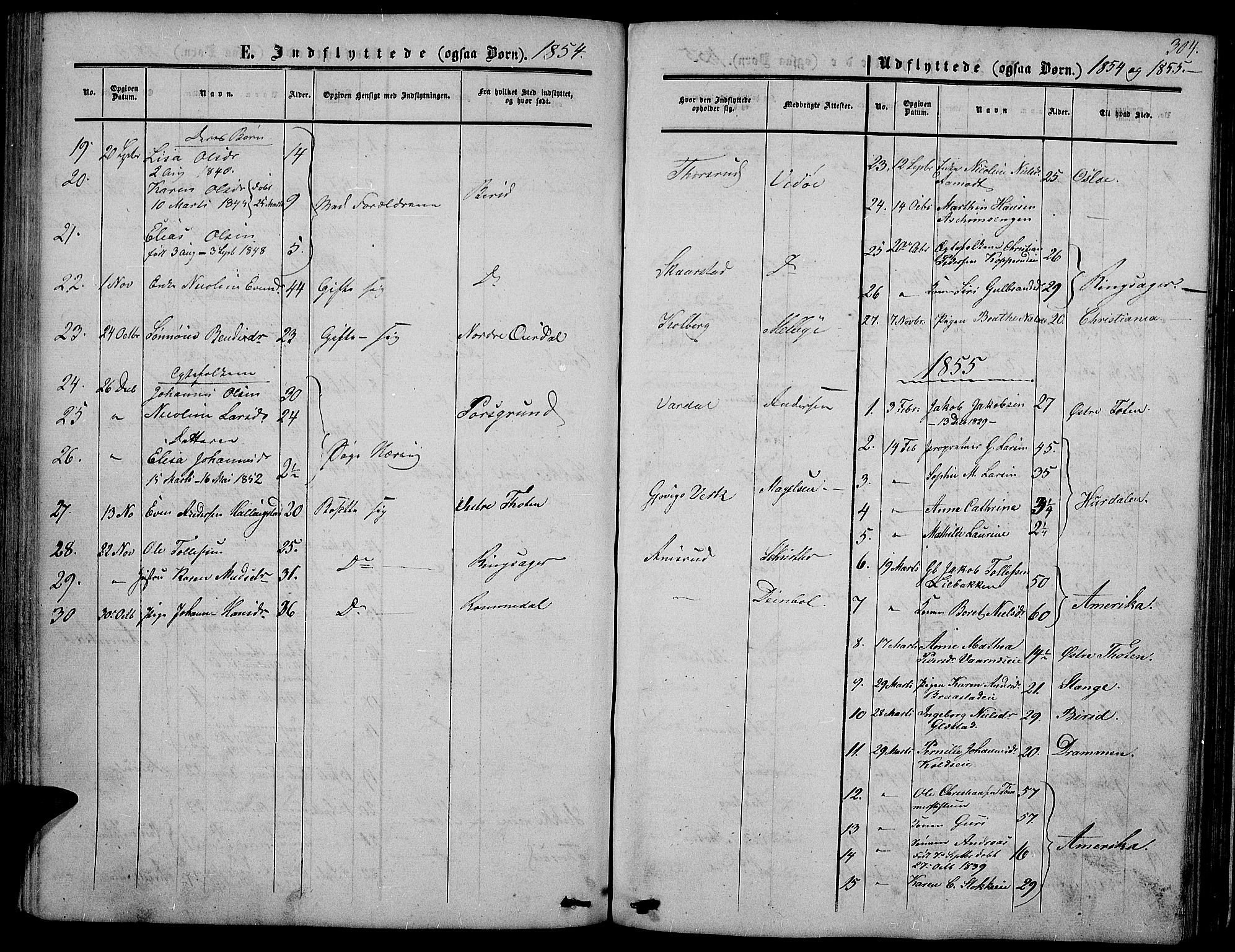 Vardal prestekontor, SAH/PREST-100/H/Ha/Hab/L0005: Parish register (copy) no. 5, 1854-1868, p. 304