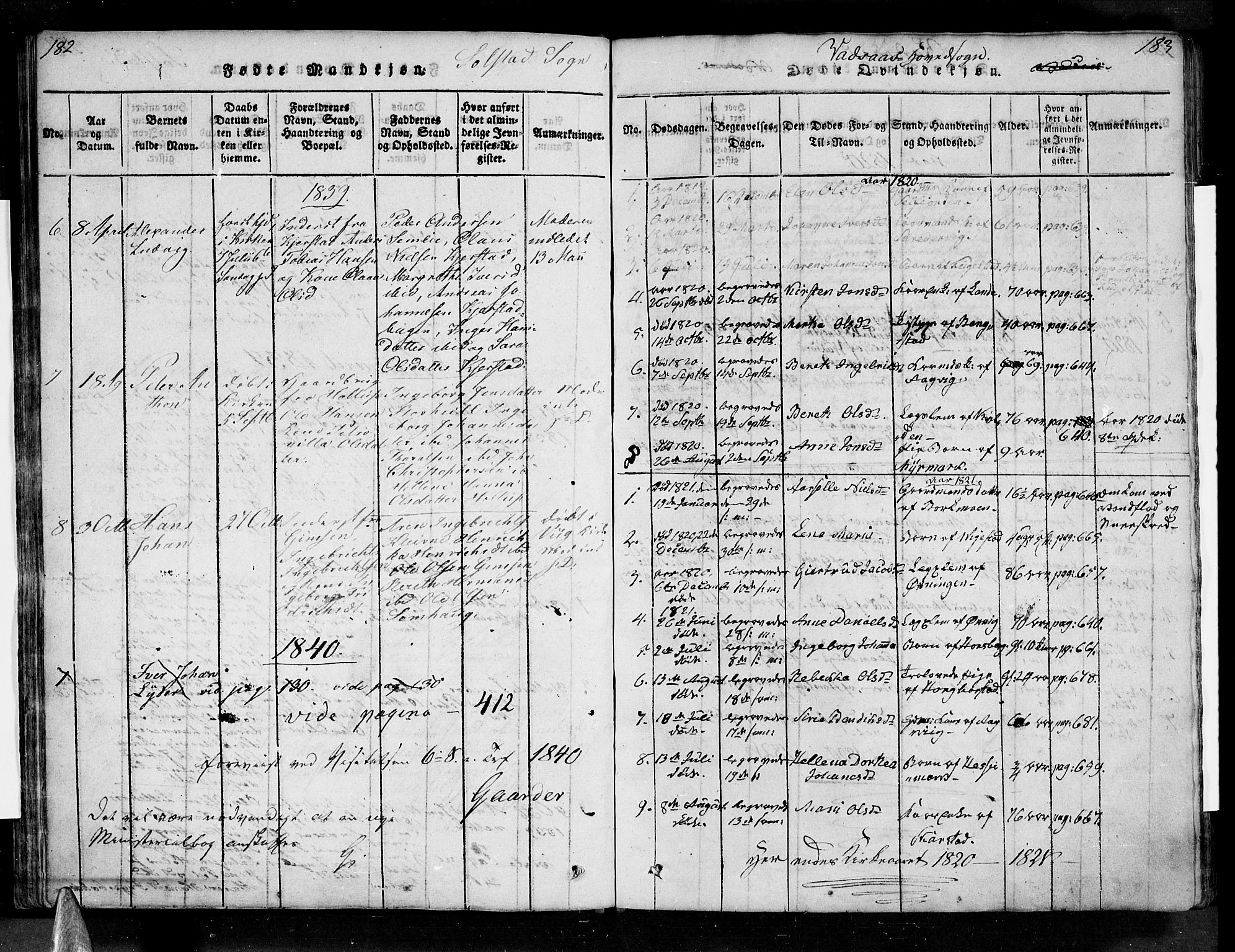 Ministerialprotokoller, klokkerbøker og fødselsregistre - Nordland, SAT/A-1459/810/L0142: Parish register (official) no. 810A06 /1, 1819-1841, p. 182-183