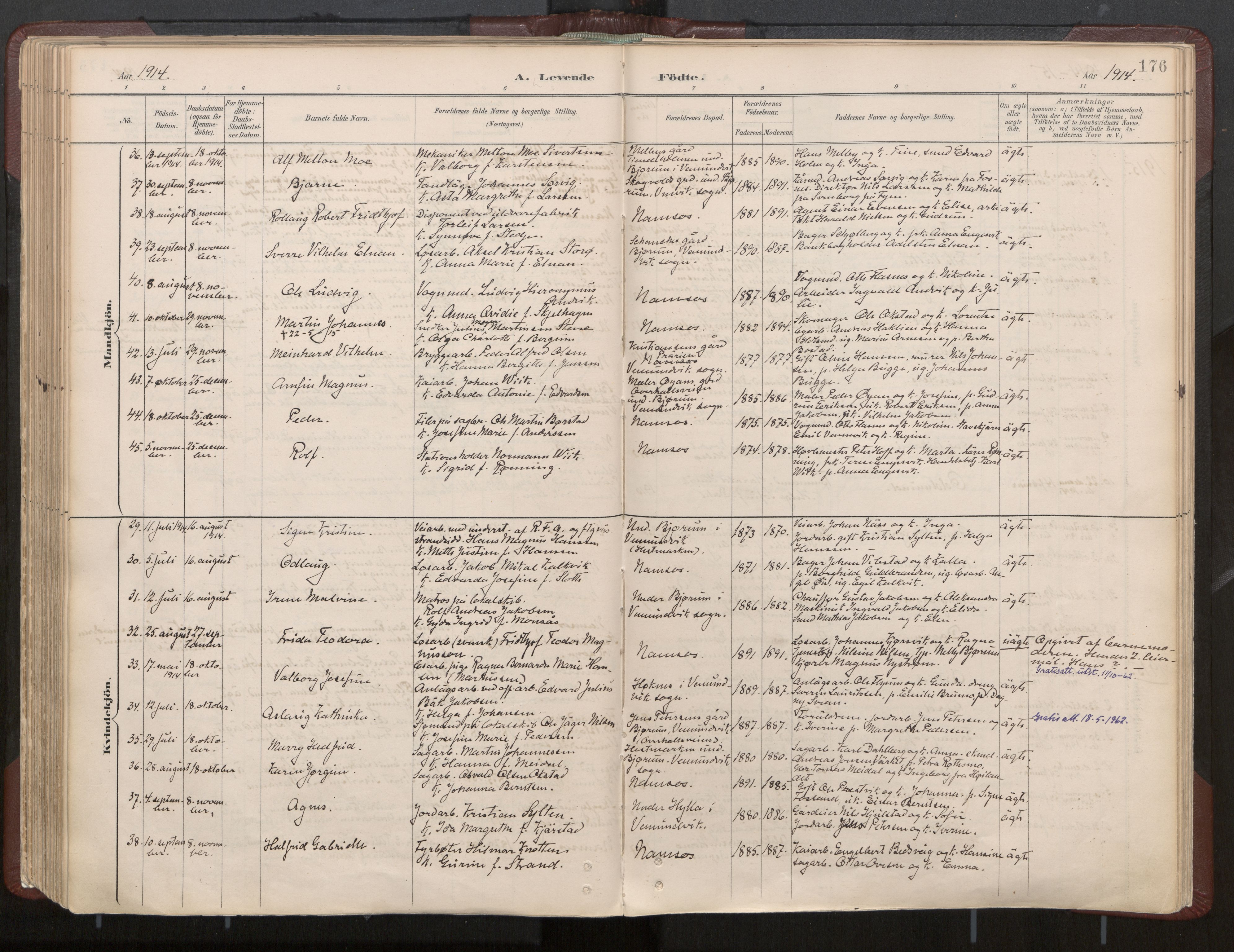 Ministerialprotokoller, klokkerbøker og fødselsregistre - Nord-Trøndelag, SAT/A-1458/768/L0574: Parish register (official) no. 768A08, 1887-1927, p. 176